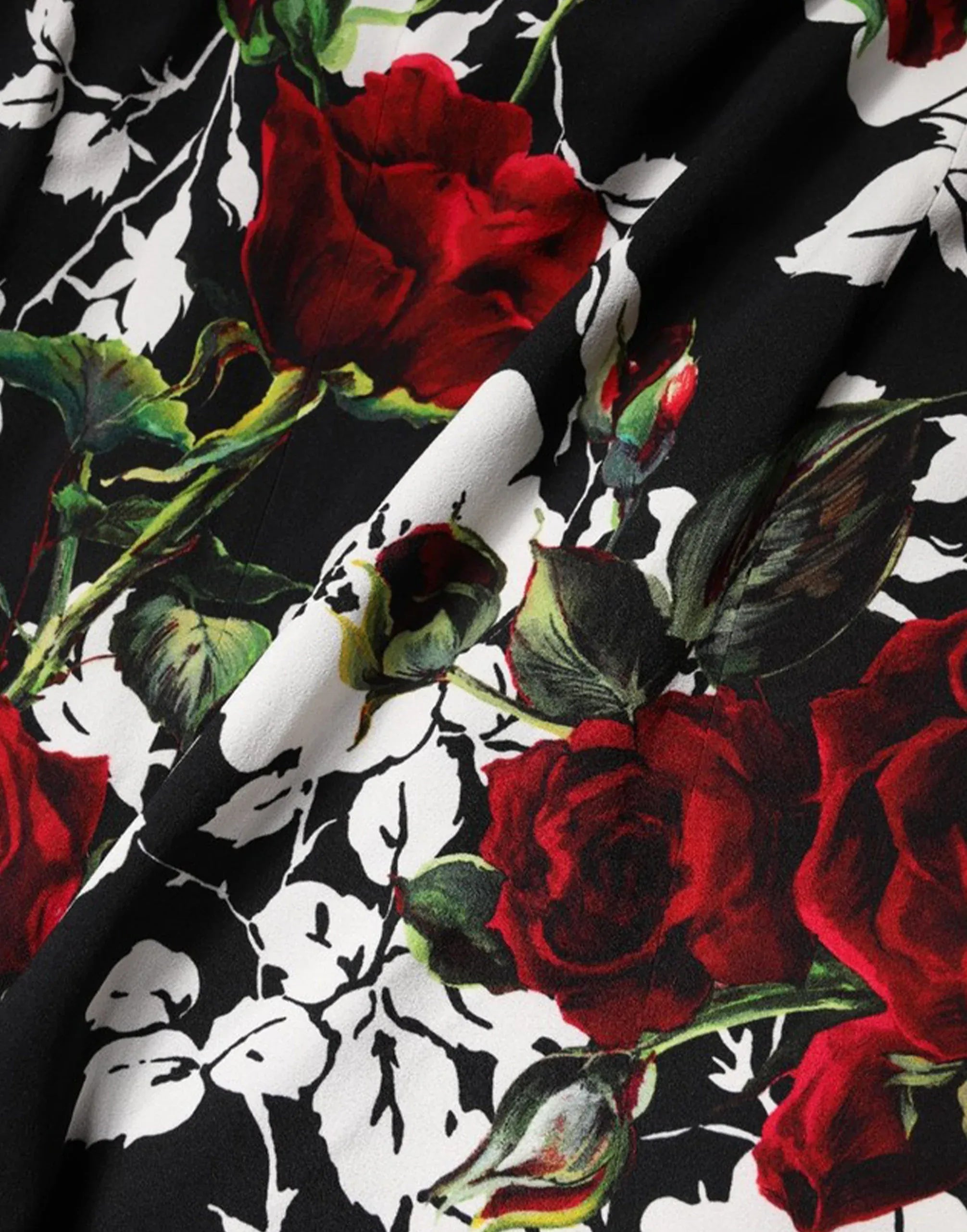 Dolce & Gabbana Rose-Print Long-Sleeve Maxi Dress