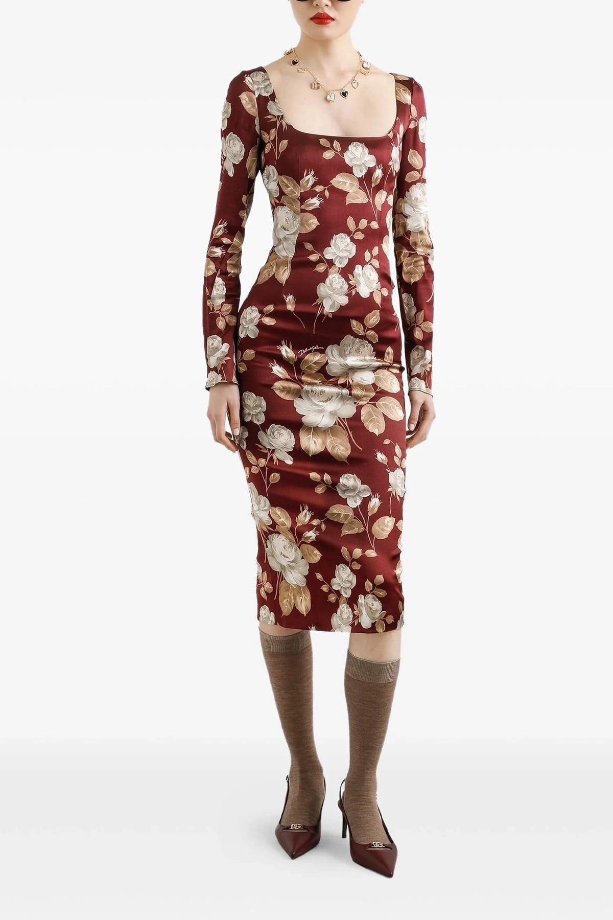 Dolce & Gabbana Dolce & Gabbana Rose Print Midi Dress