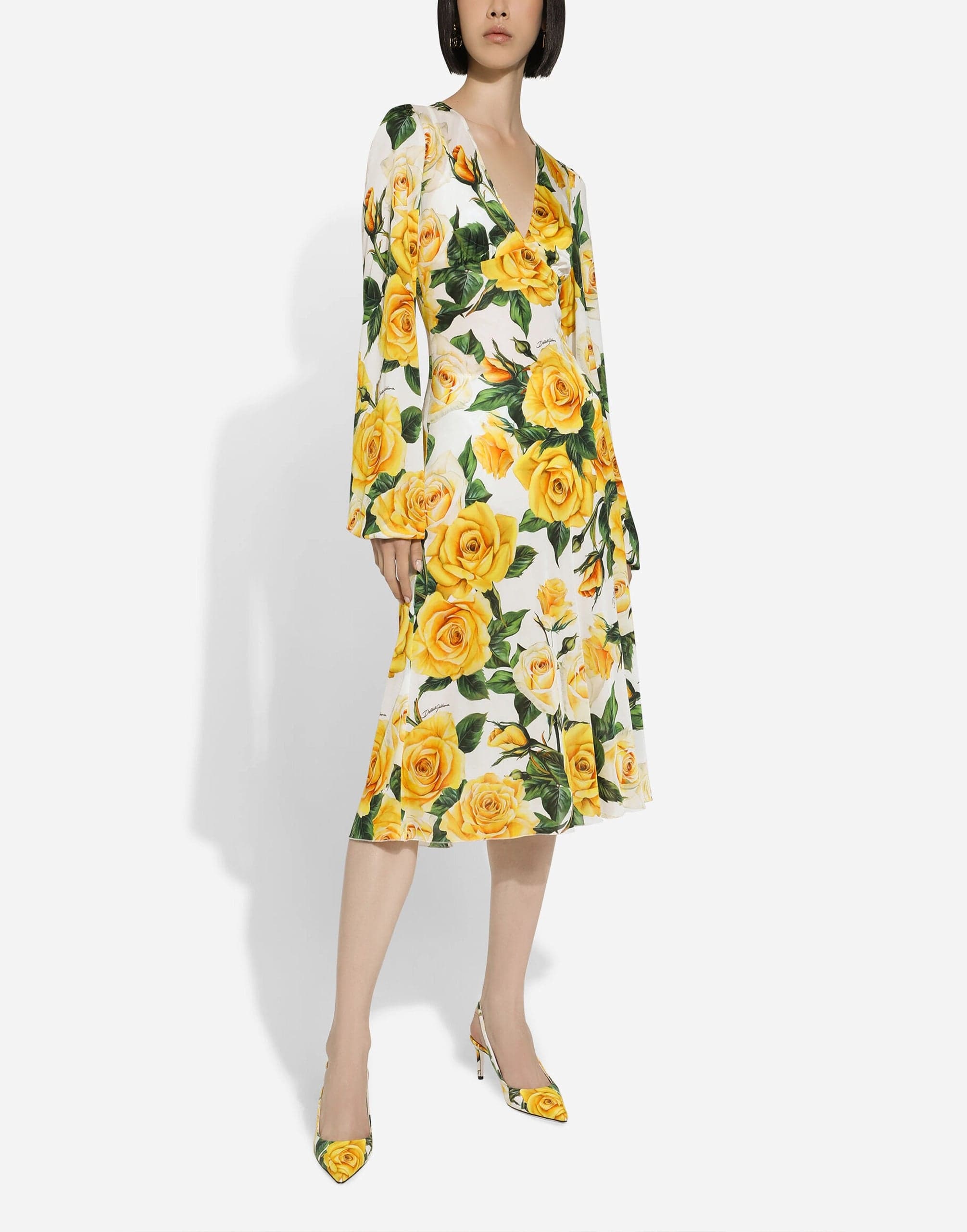 Dolce & Gabbana Rose-Print Midi Dress