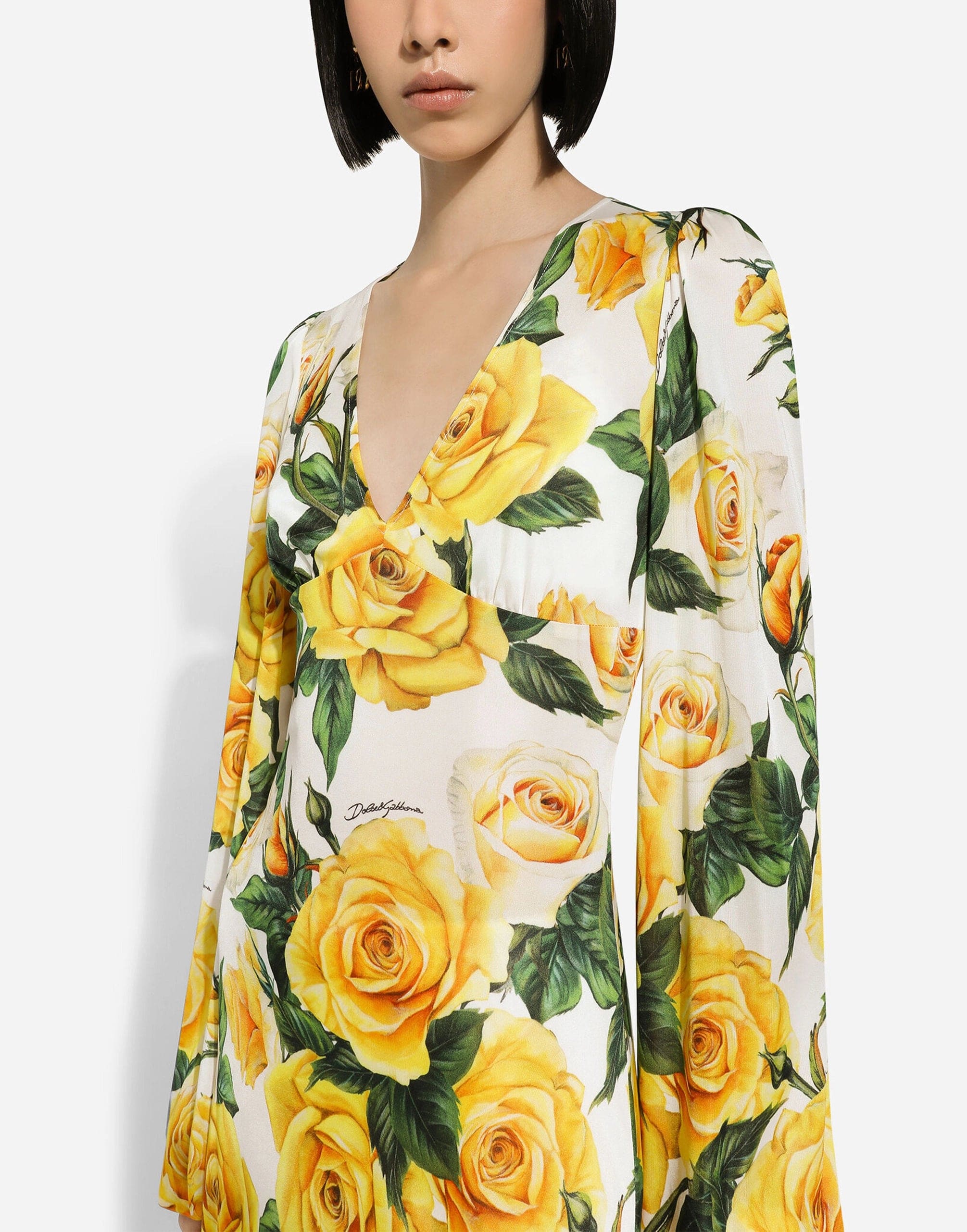 Dolce & Gabbana Rose-Print Midi Dress