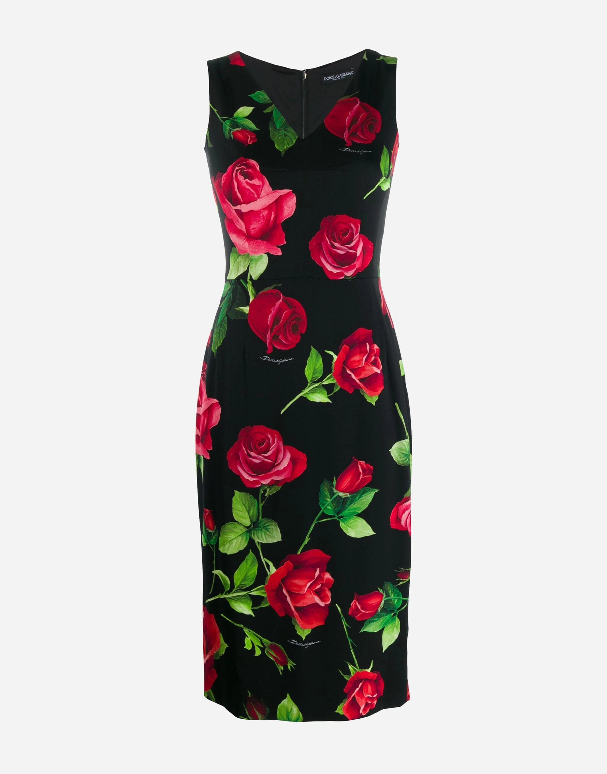 Dolce & Gabbana Rose Print Midi Silk Dress