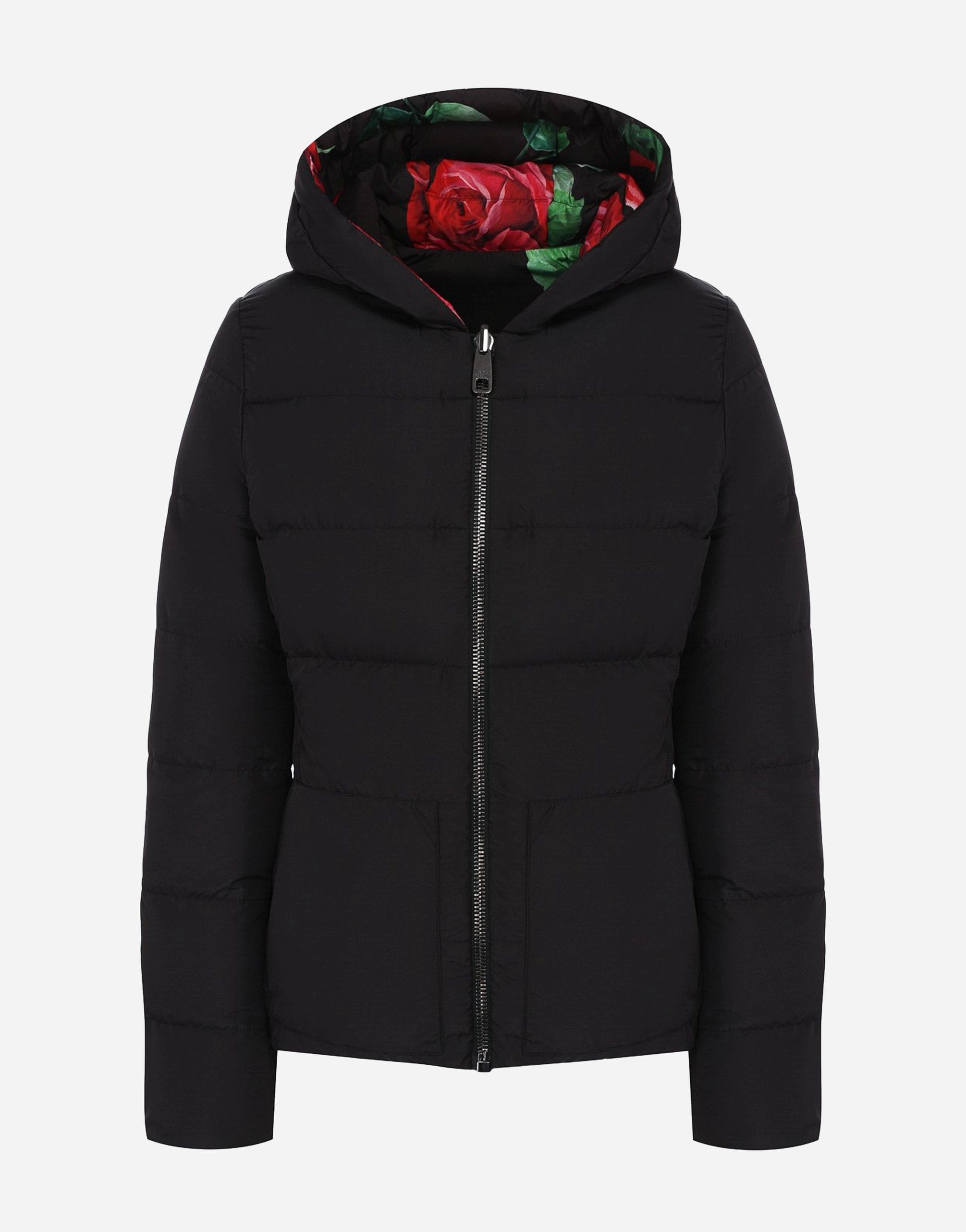 Dolce & Gabbana Rose Print Puffer Jacket