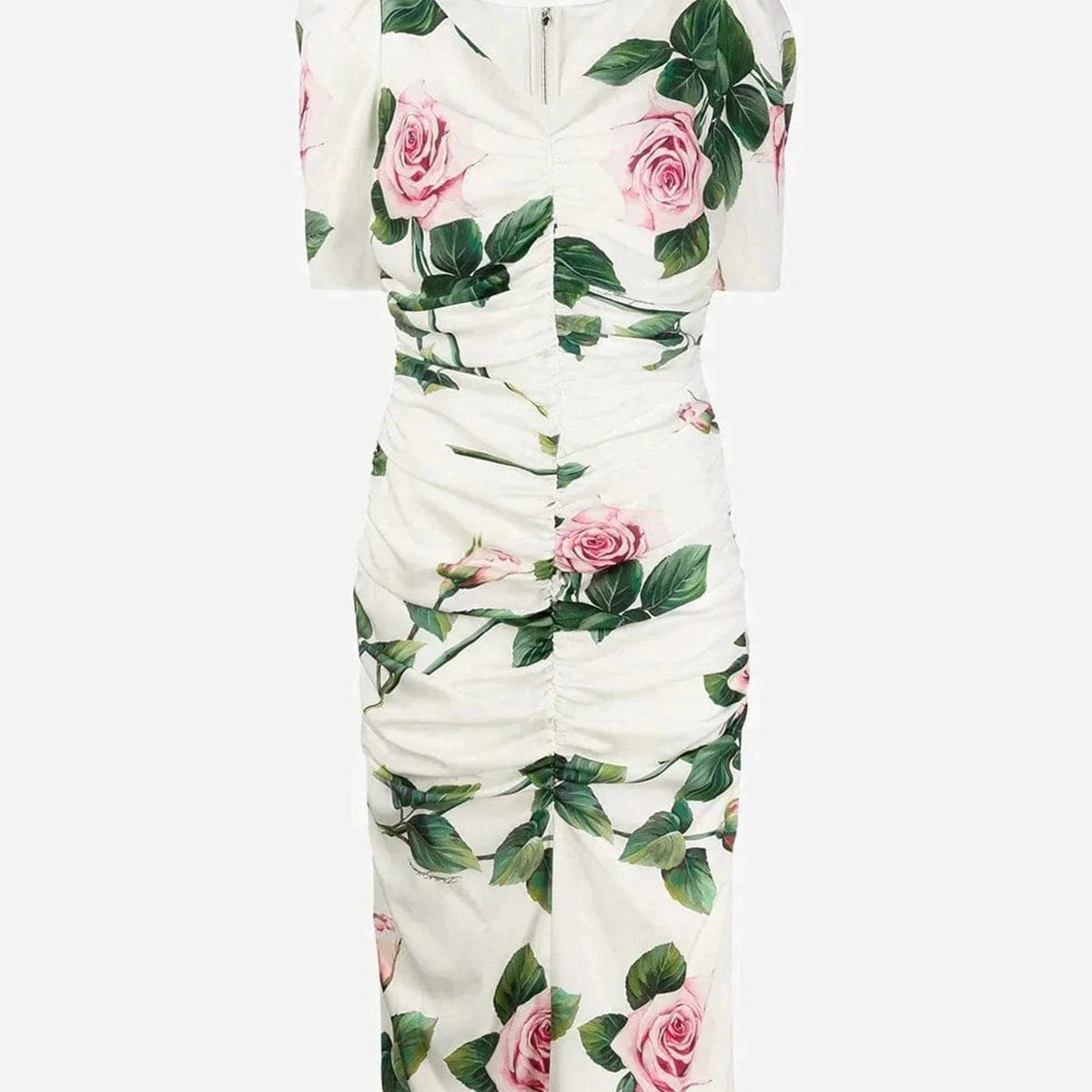dolce and gabbana ruched dress Dolce & Gabbana One-Shoulder Floral Ruched Midi Dress