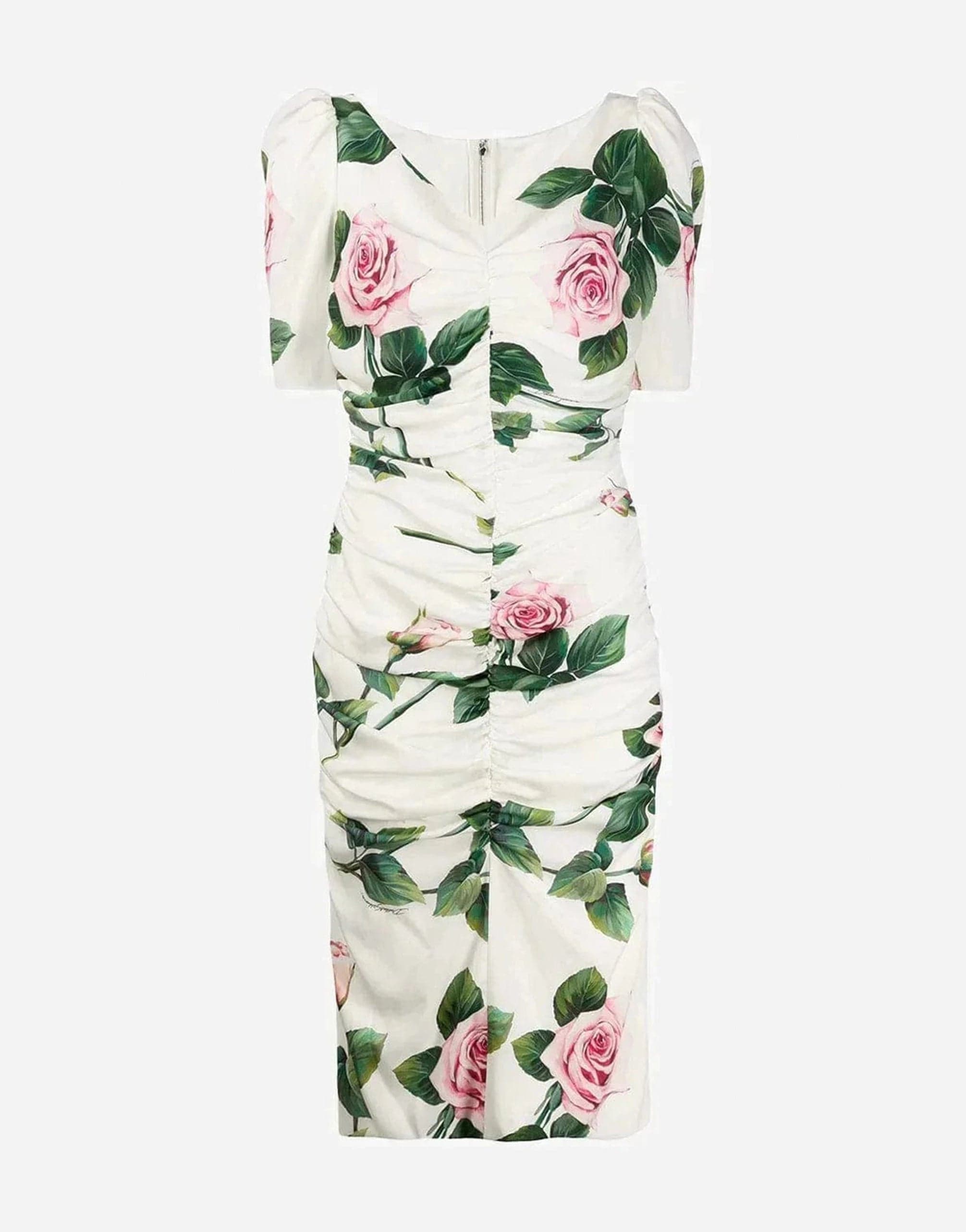 Dolce & Gabbana Rose Print Ruched Dress