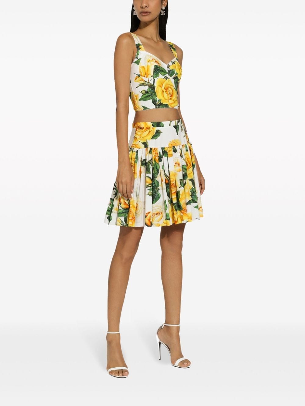 Dolce & Gabbana Rose-Print Short Circle Skirt