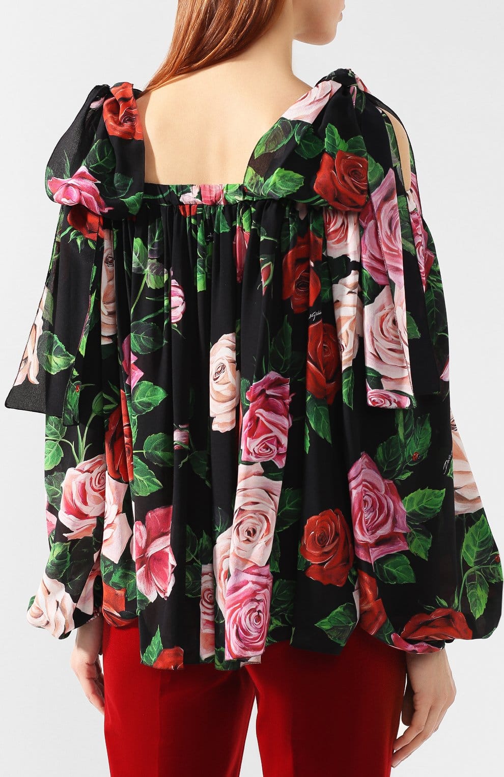 Dolce & Gabbana Rose Print Silk Blouse