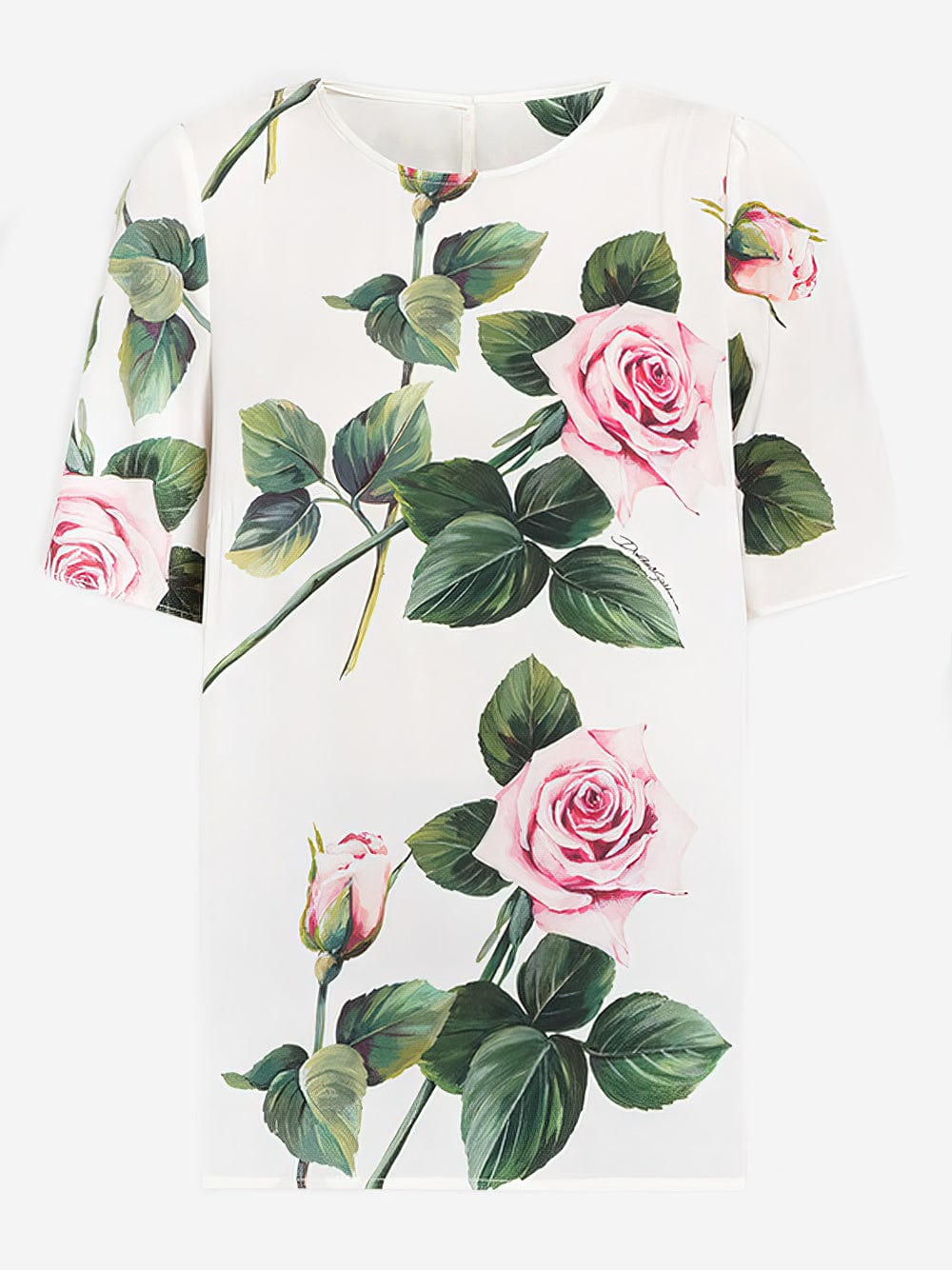 Dolce & Gabbana Rose Print Silk Blouse