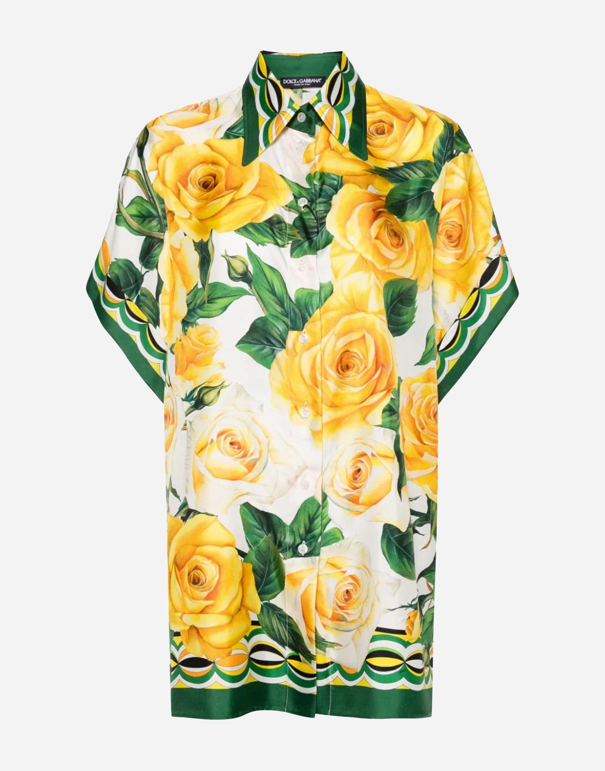 Dolce & Gabbana Rose-Print Silk Shirt