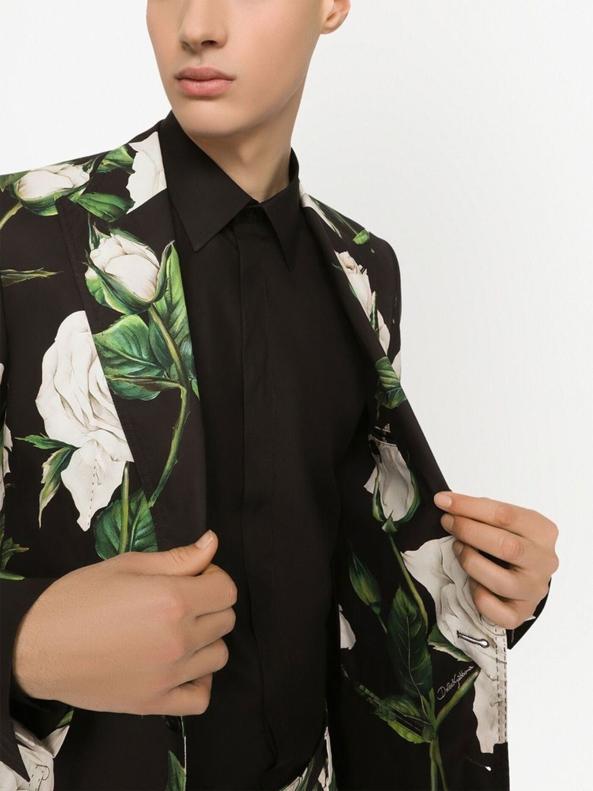 Dolce & Gabbana Rose-Print Single-Breasted Suit