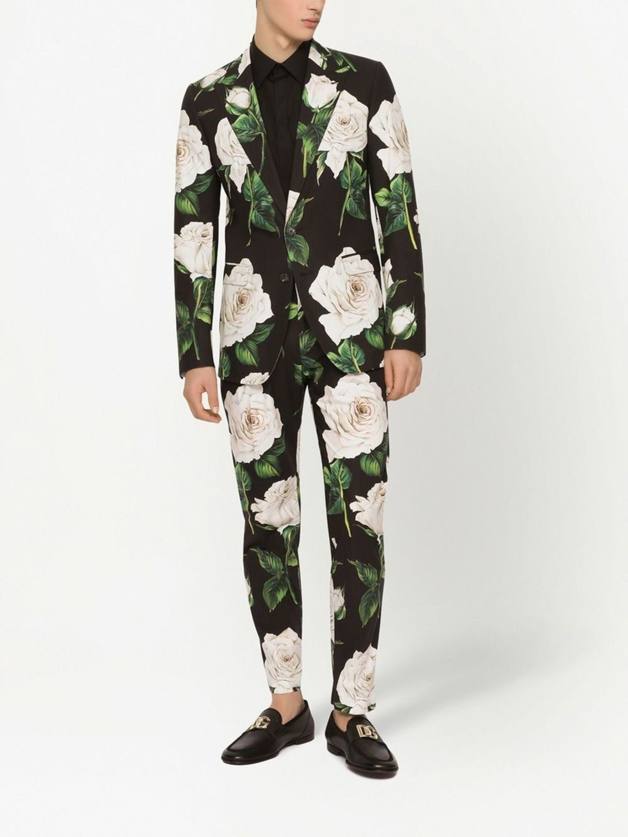 Dolce & Gabbana Rose-Print Single-Breasted Suit