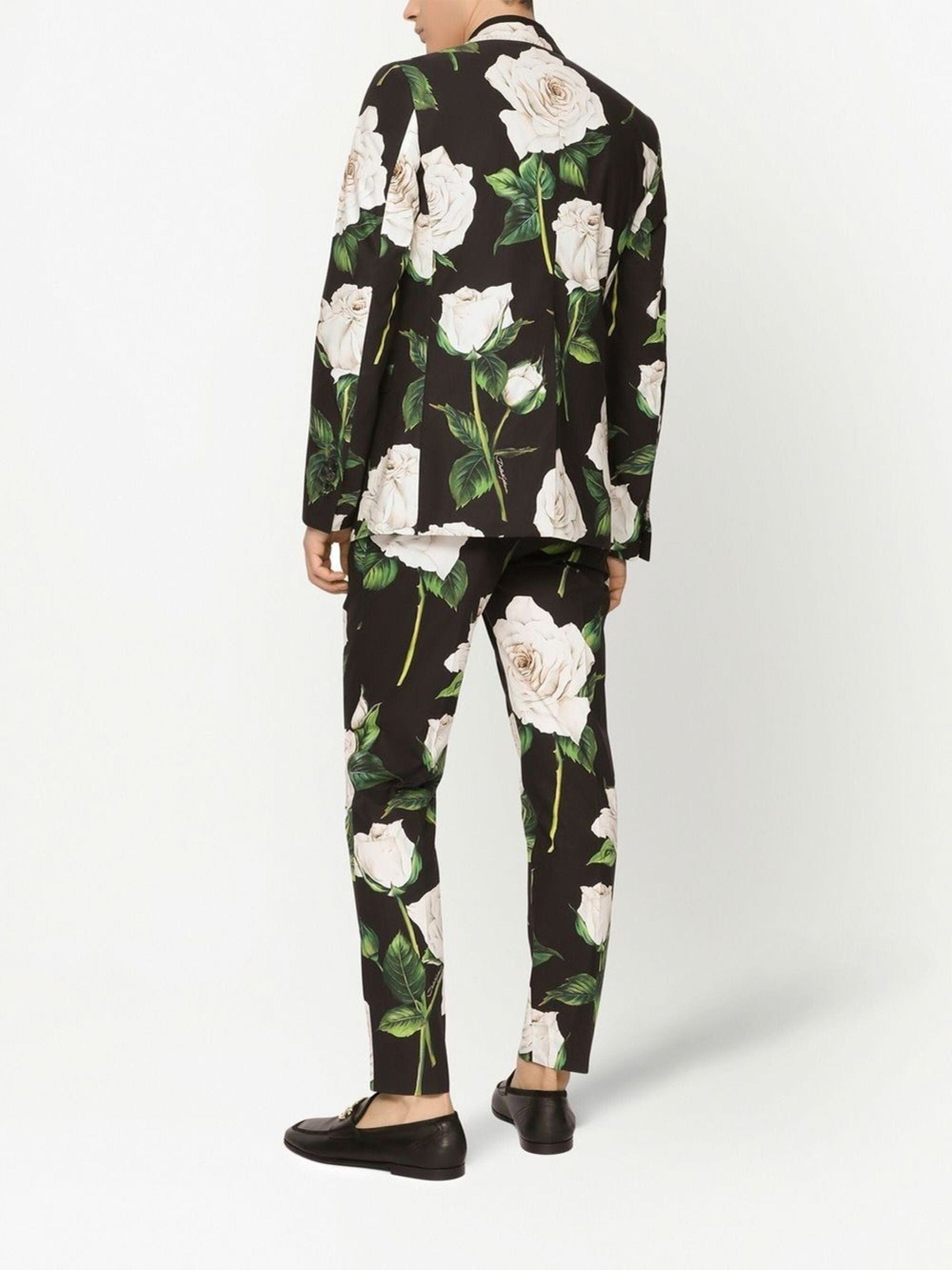 Dolce & Gabbana Rose-Print Single-Breasted Suit