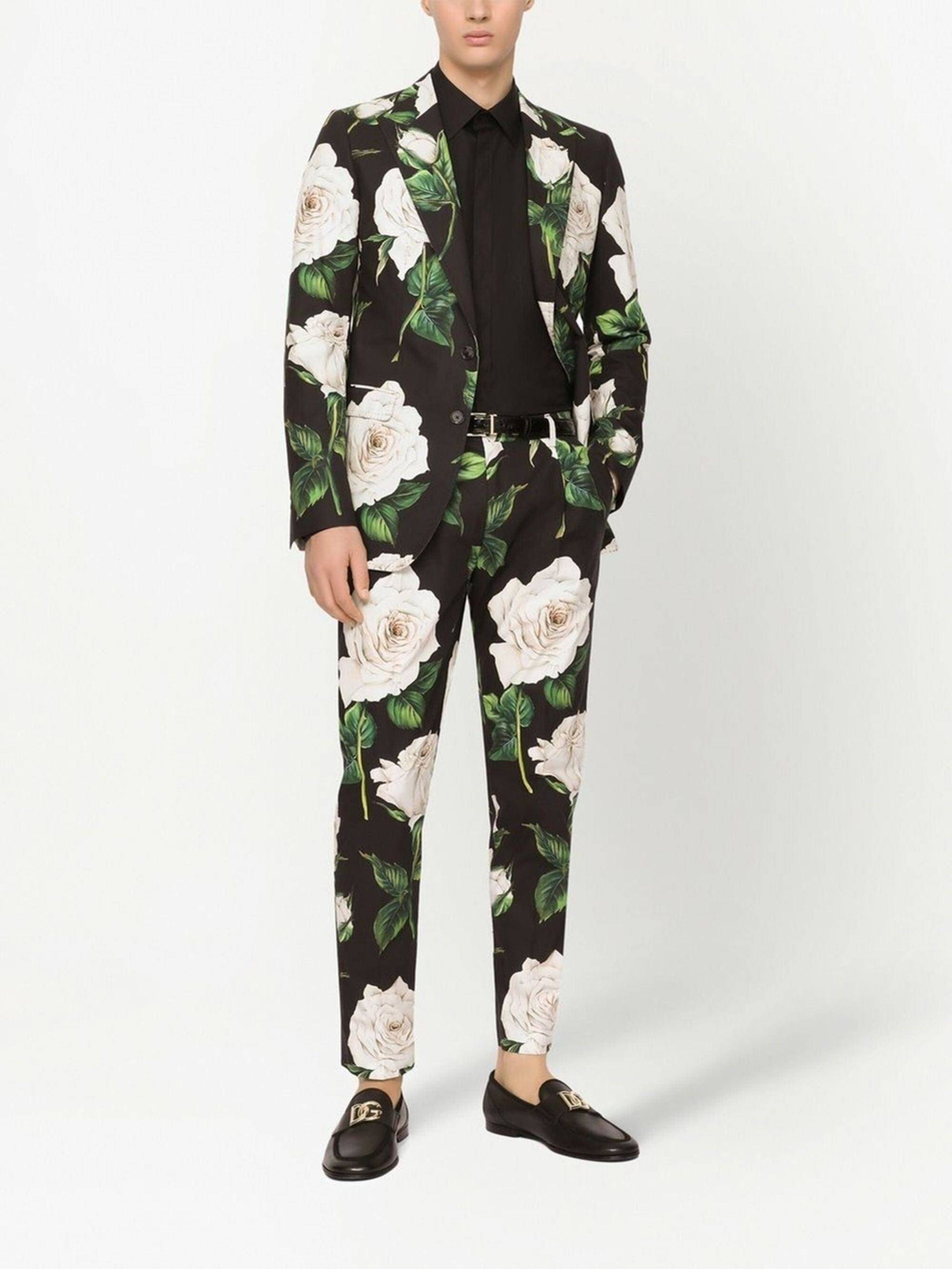 Dolce & Gabbana Rose-Print Single-Breasted Suit