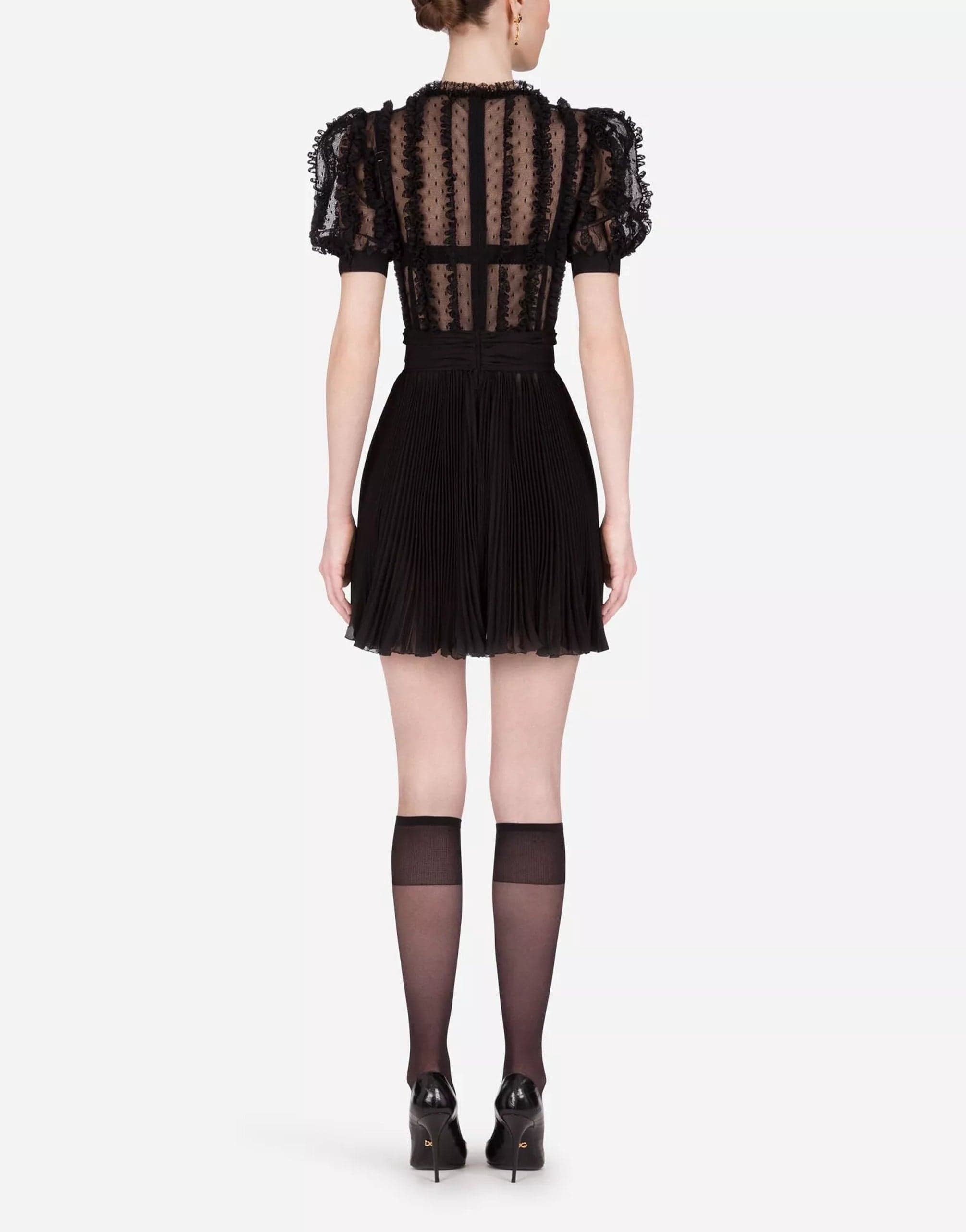 Dolce & Gabbana Ruched Puff-Sleeve Mini Dress