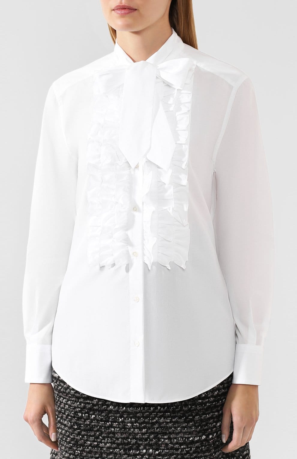 Dolce & Gabbana Dolce & Gabbana Ruffle Bow Silk Blouse