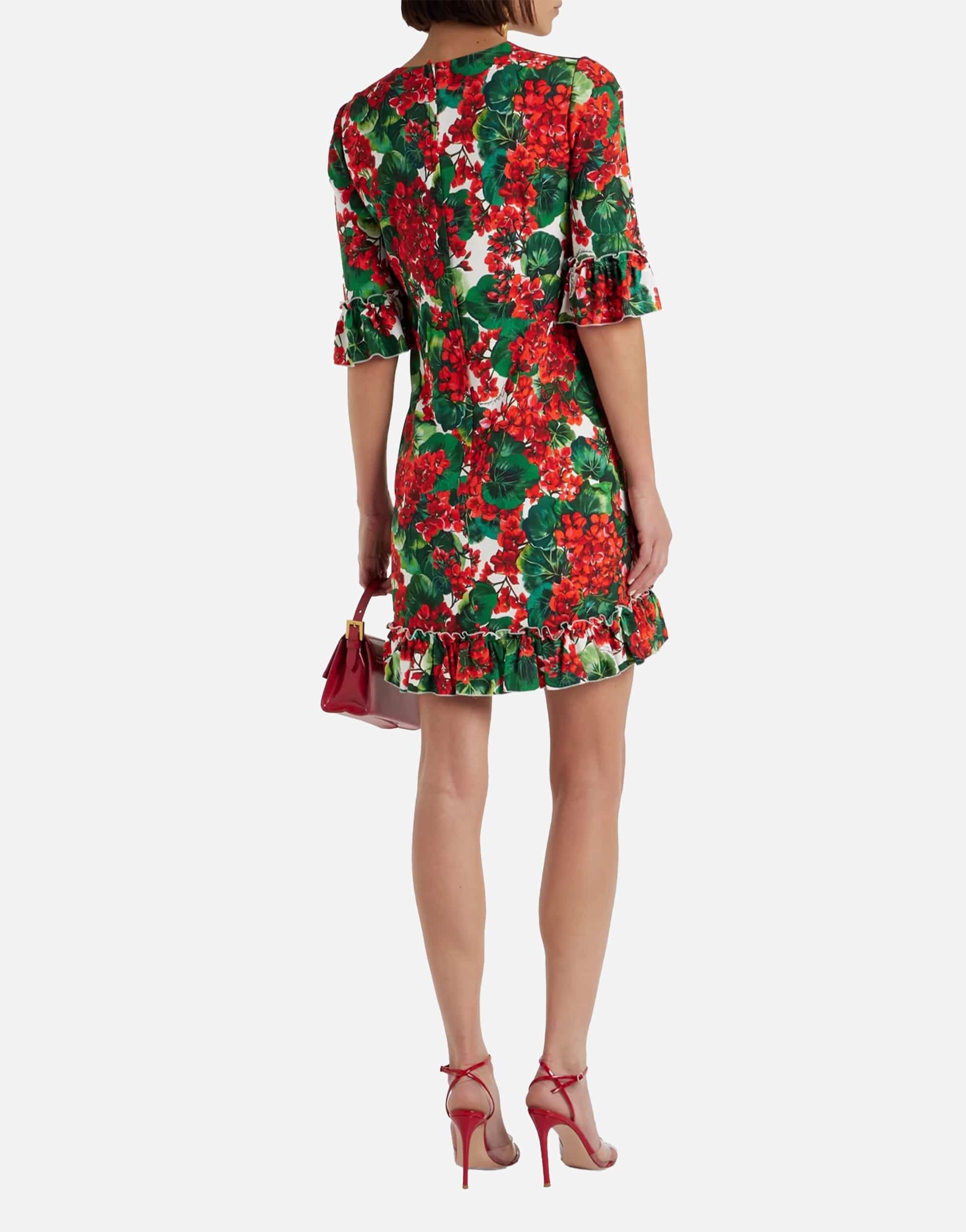 Dolce & Gabbana Ruffle-Trimmed Floral-Print Mini Dress