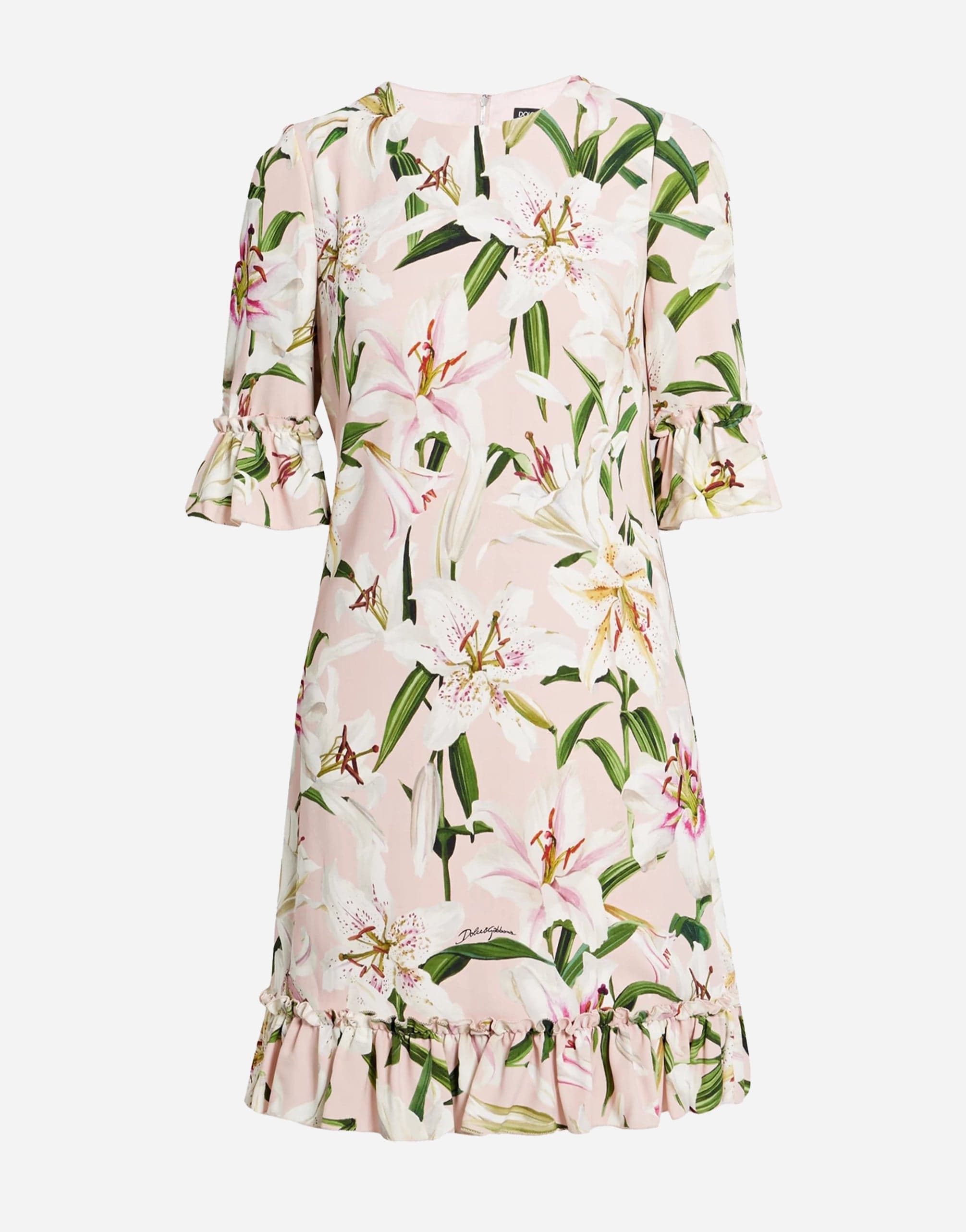 Dolce & Gabbana Ruffled Floral-Print Crepe Mini Dress