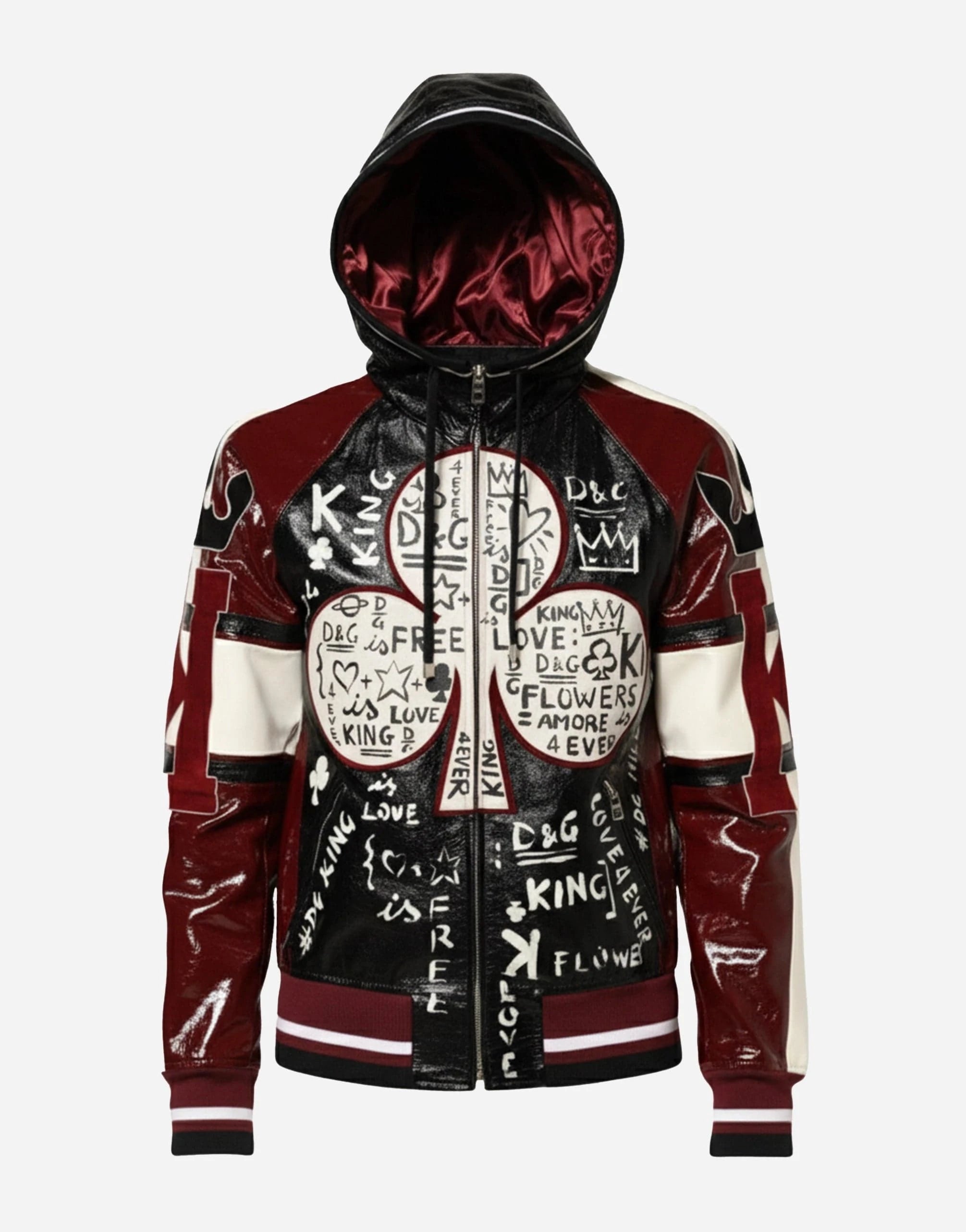Dolce & Gabbana Runway DG King Leather Bomber Jacket | Sendegaro