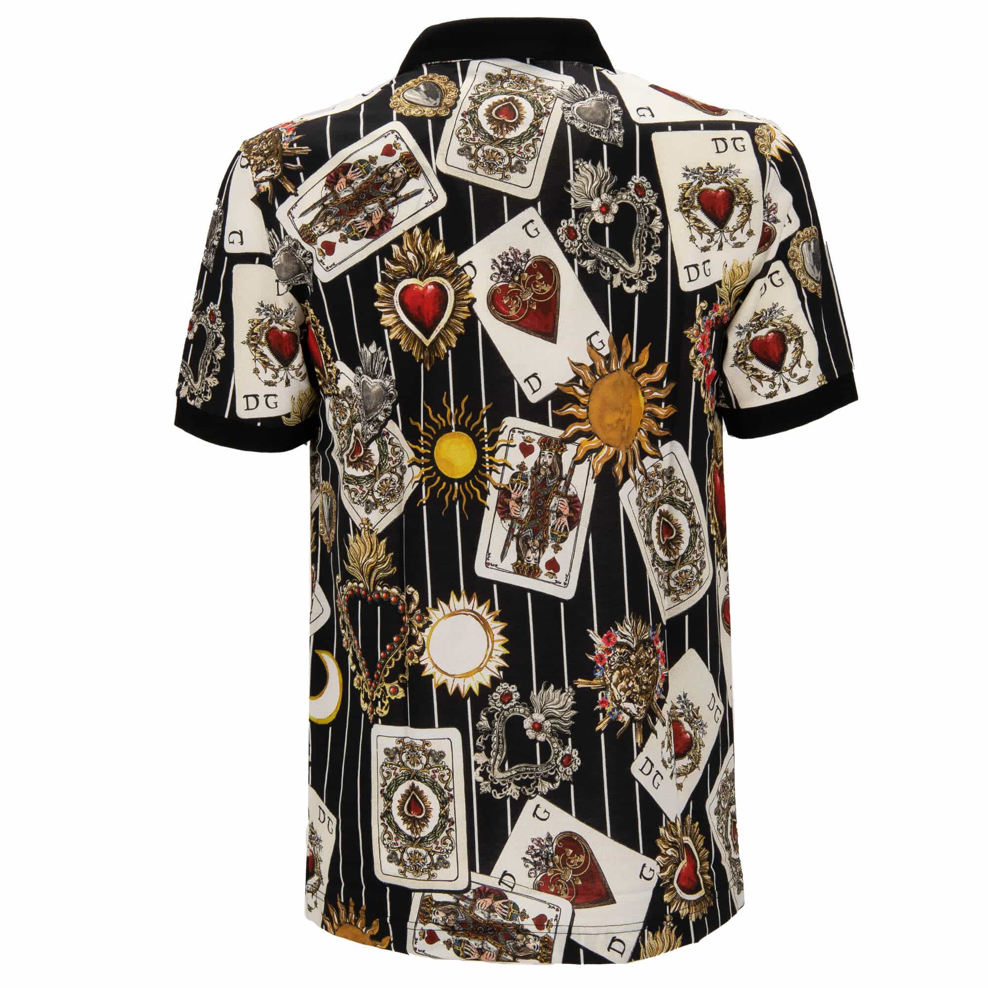 Dolce & Gabbana Sacred Cards-Print Cotton Polo shirt