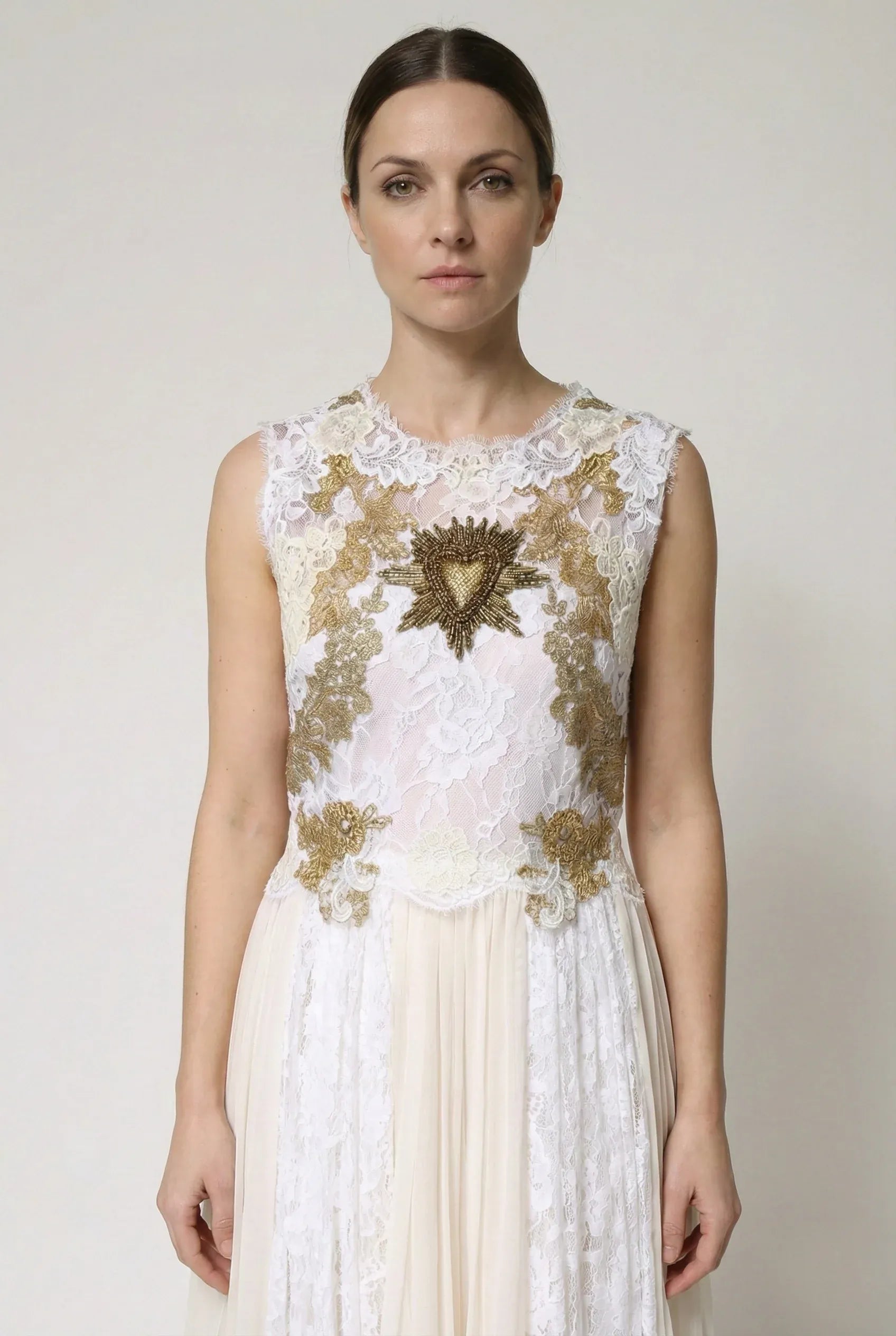 Dolce & Gabbana Sacred Heart Appliqué Lace Midi Dress