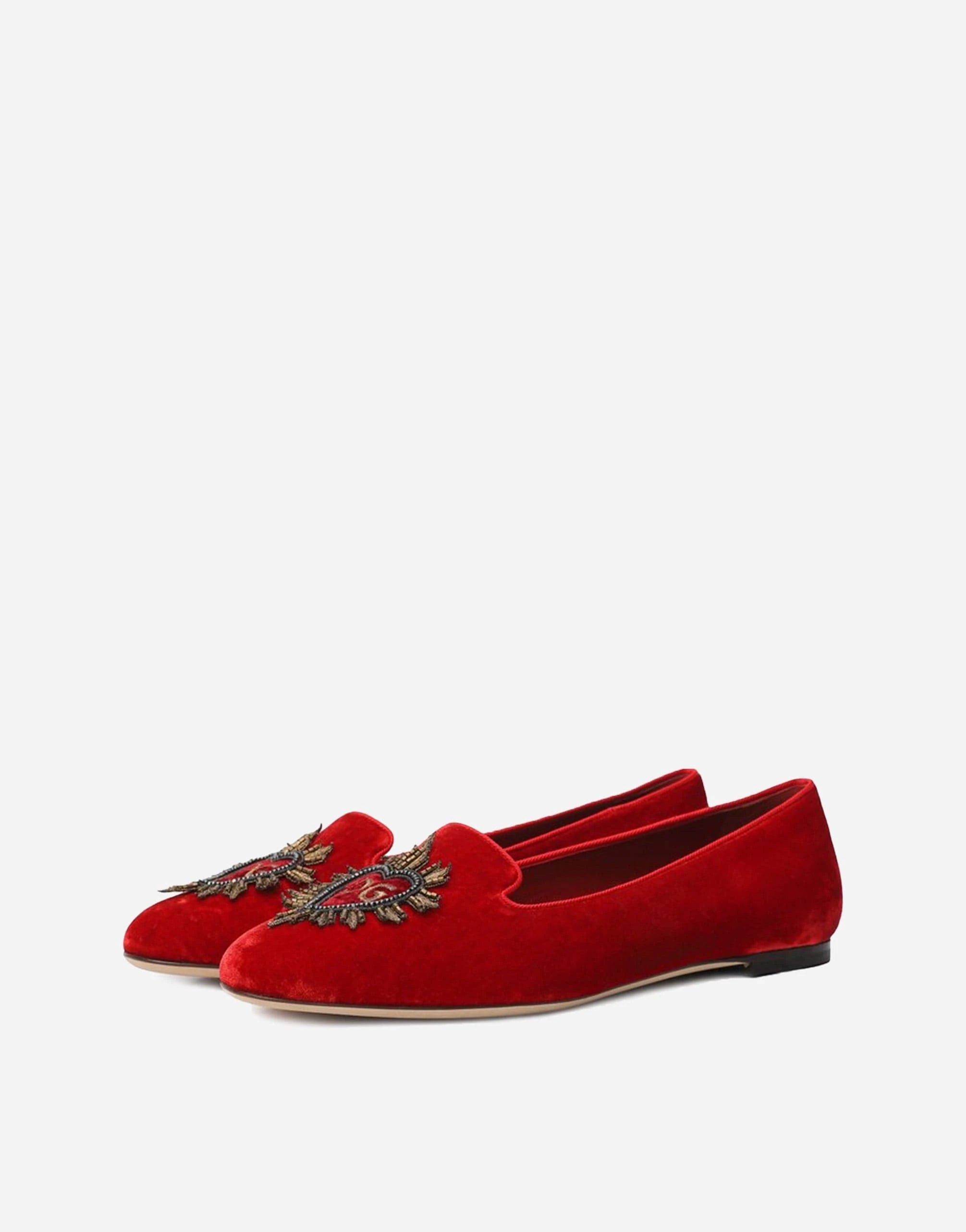 Dolce & Gabbana Sacred Heart Embroidered Velvet Loafers
