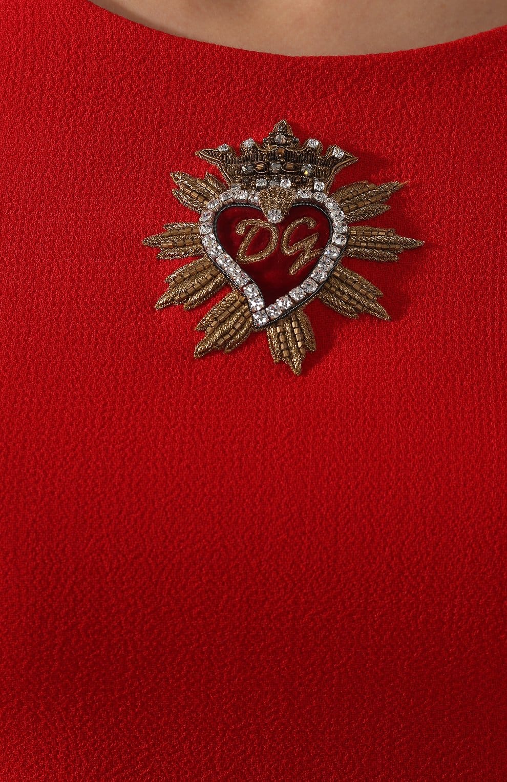 Dolce & Gabbana Sacred Heart Embroidery Wool Dress