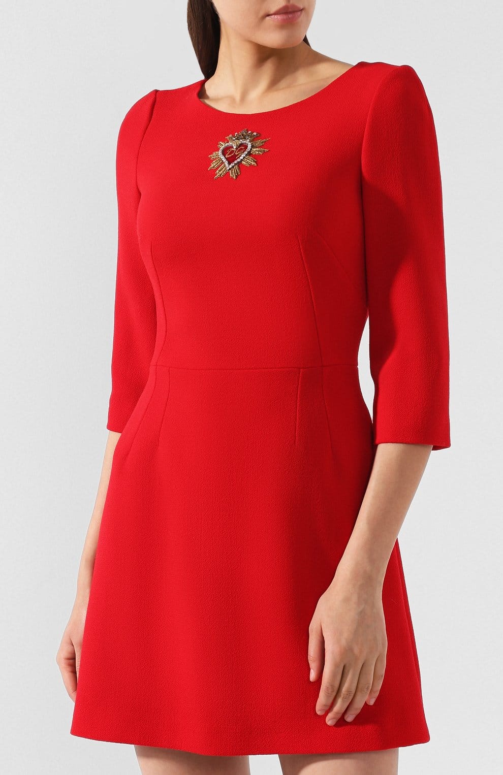 Dolce & Gabbana Sacred Heart Embroidery Wool Dress