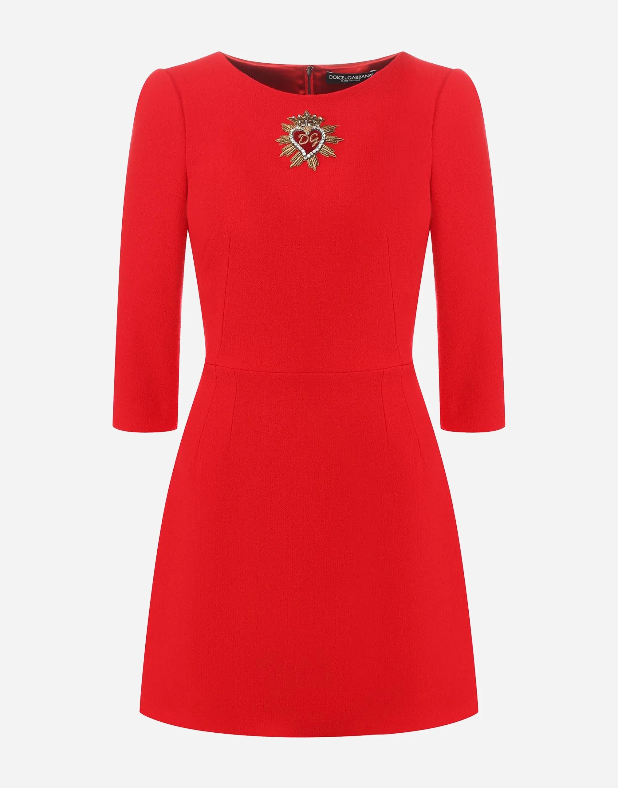 Dolce & Gabbana Sacred Heart Embroidery Wool Dress