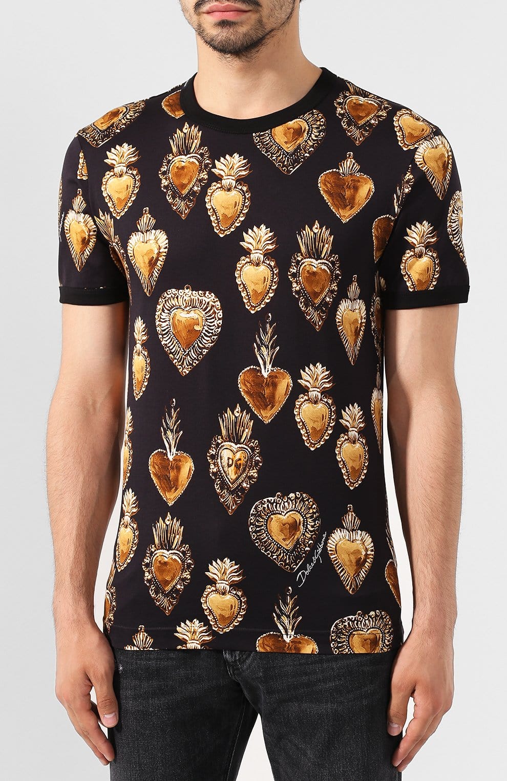 Dolce & Gabbana Sacred Heart Print Cotton T-Shirt