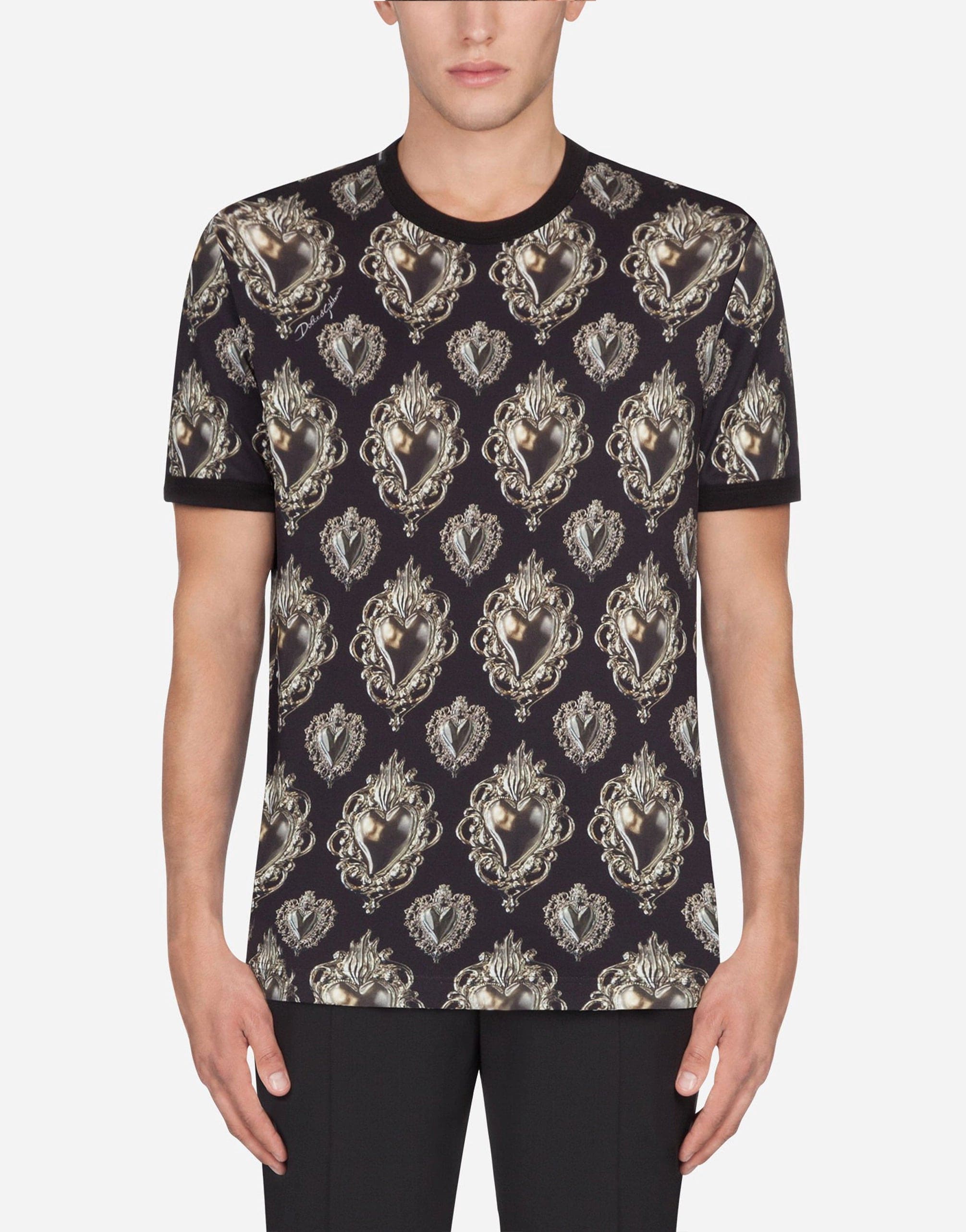 Dolce & Gabbana Sacred Heart Printed Cotton T-Shirt