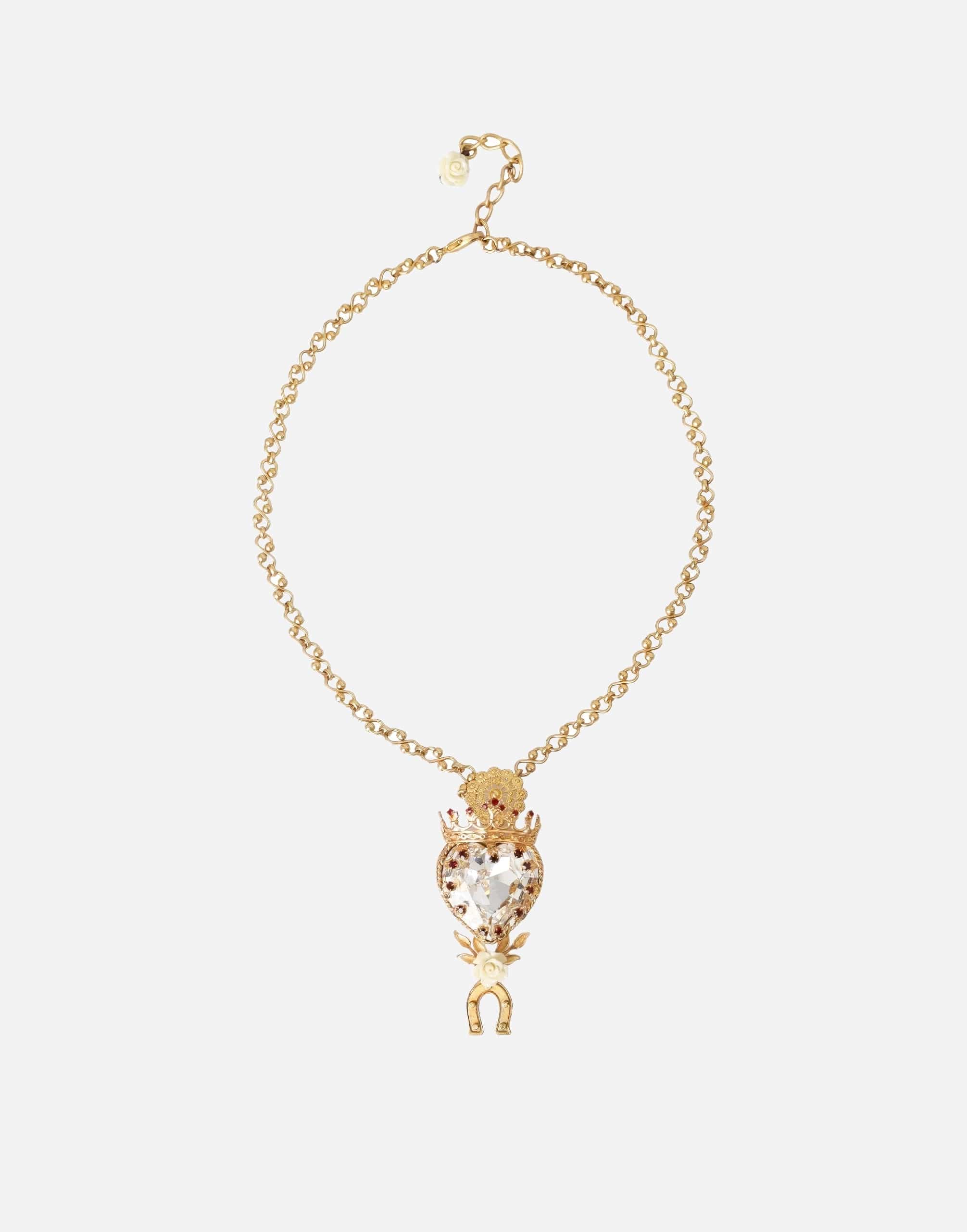 Dolce & Gabbana Sacred Heart With Crystals Necklace