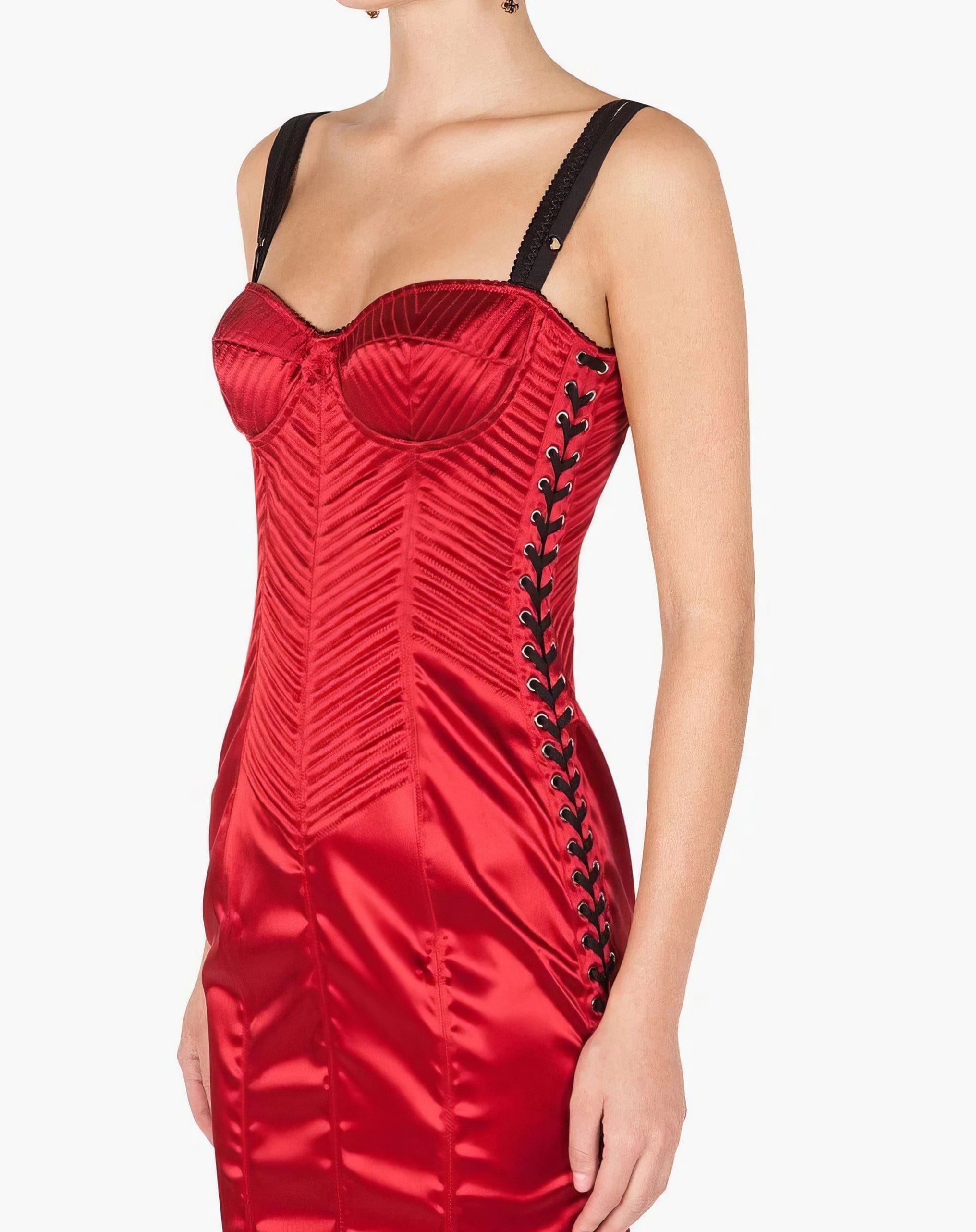 Dolce & Gabbana Satin Corset Dress With Sweetheart Neckline