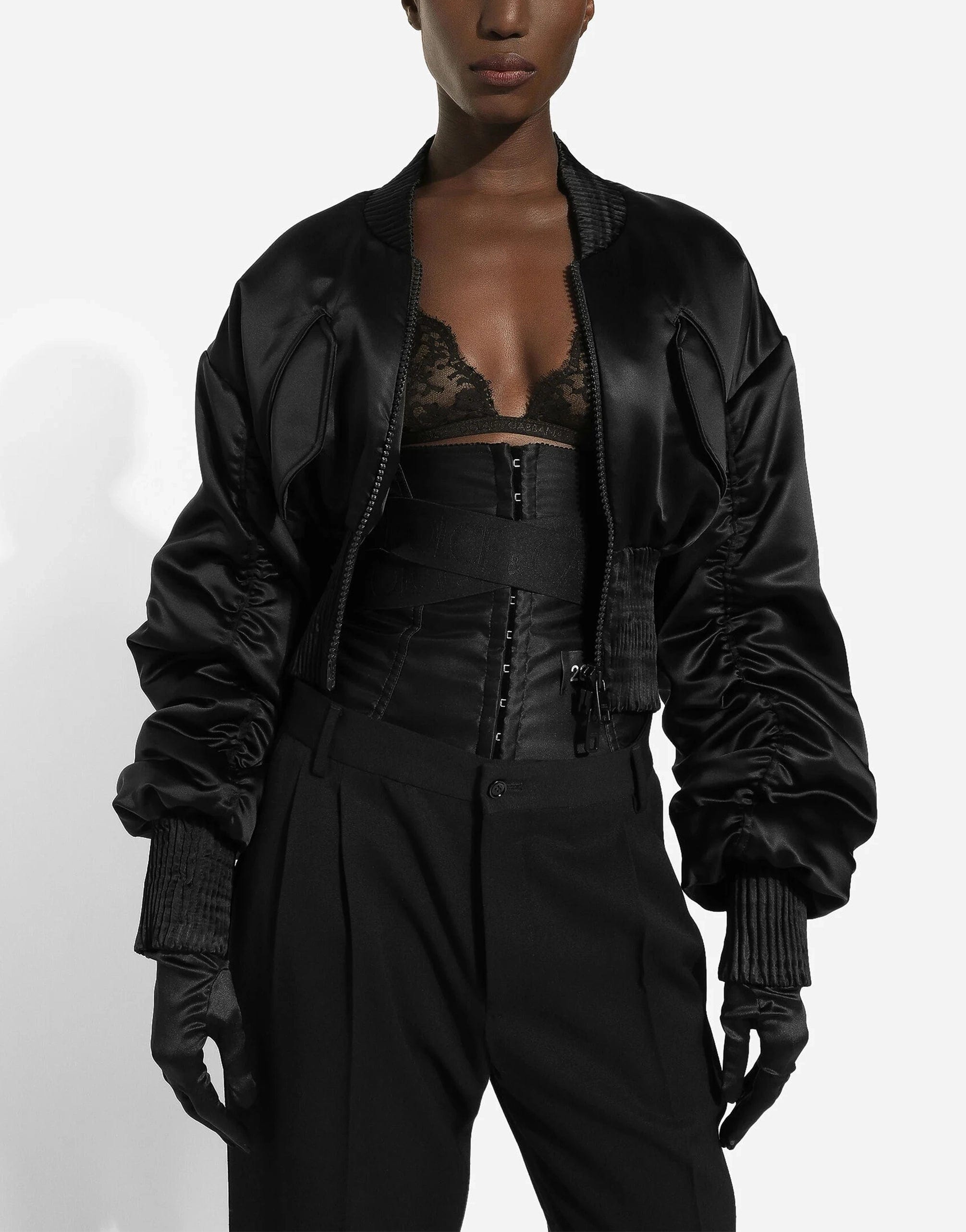 Dolce & Gabbana Satin Cropped Bomber Jacket