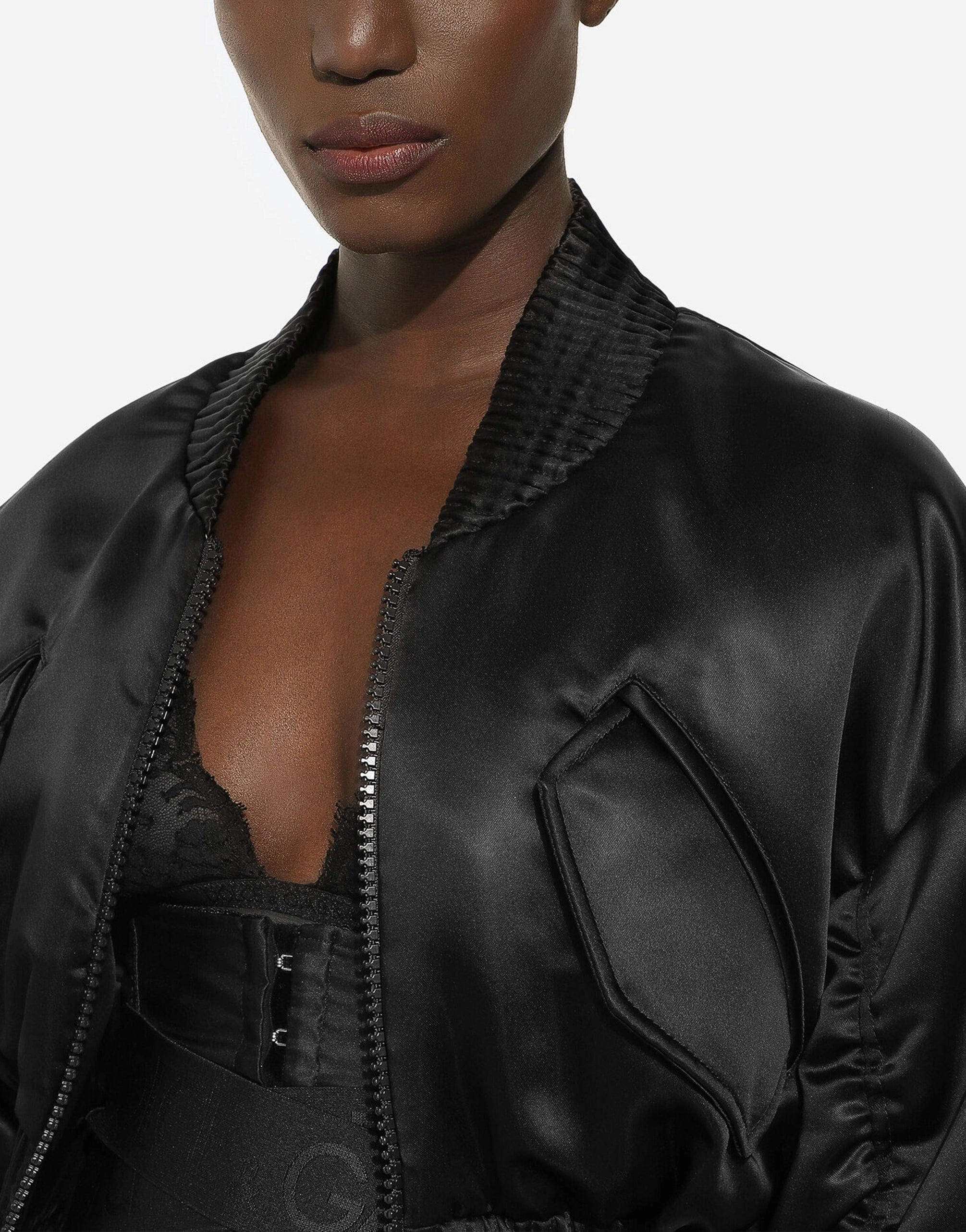 Dolce & Gabbana Satin Cropped Bomber Jacket