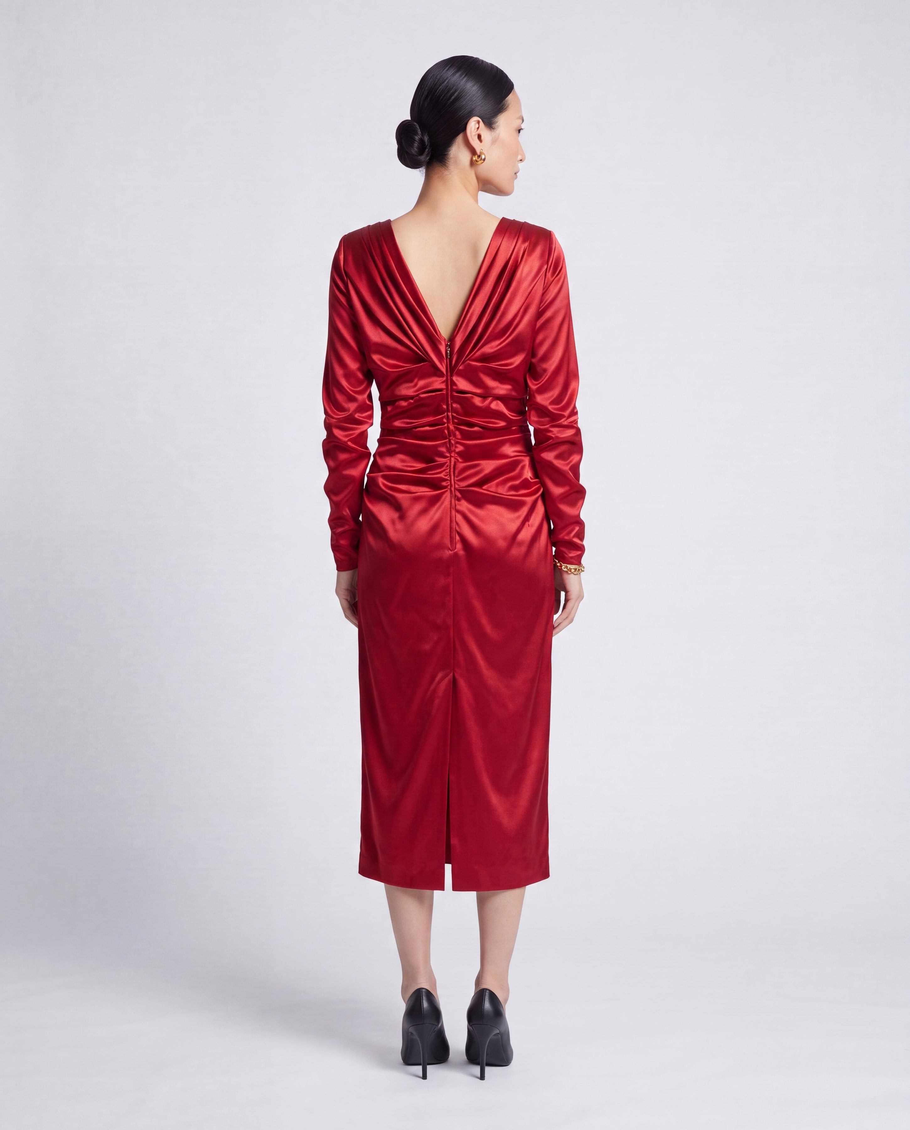 Dolce & Gabbana Satin Draped Midi Dress