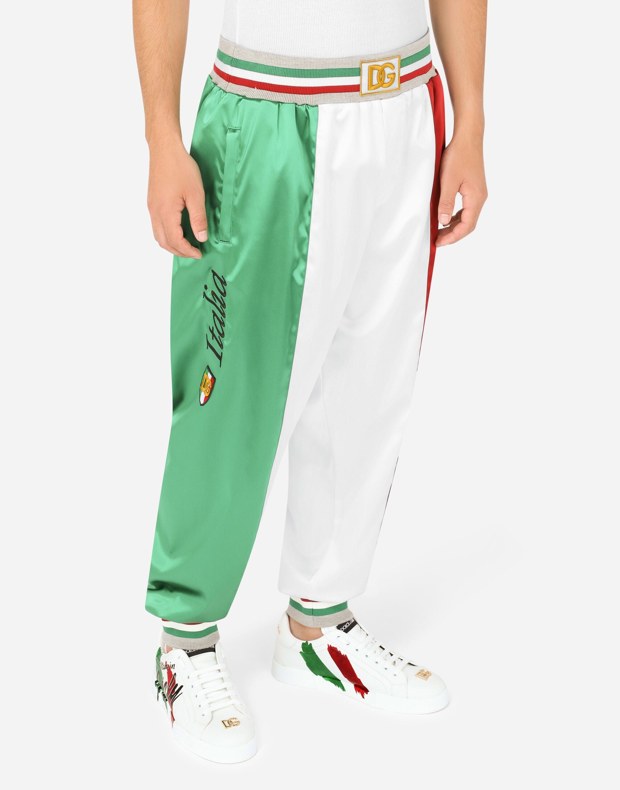 Dolce & Gabbana Satin Jogging Pants With DG Patch