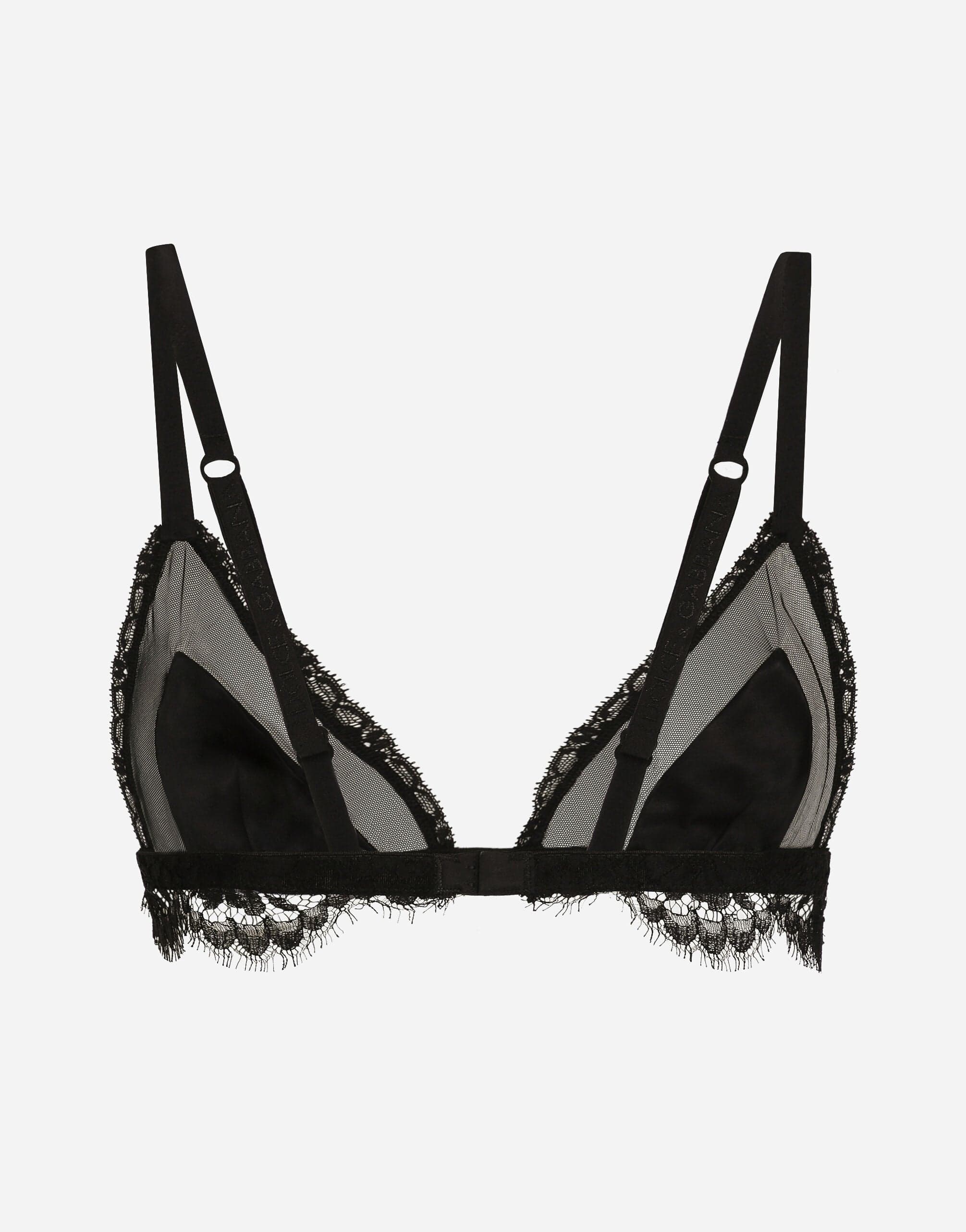 Dolce & Gabbana Satin Lace And Tulle Soft-Cup Bra