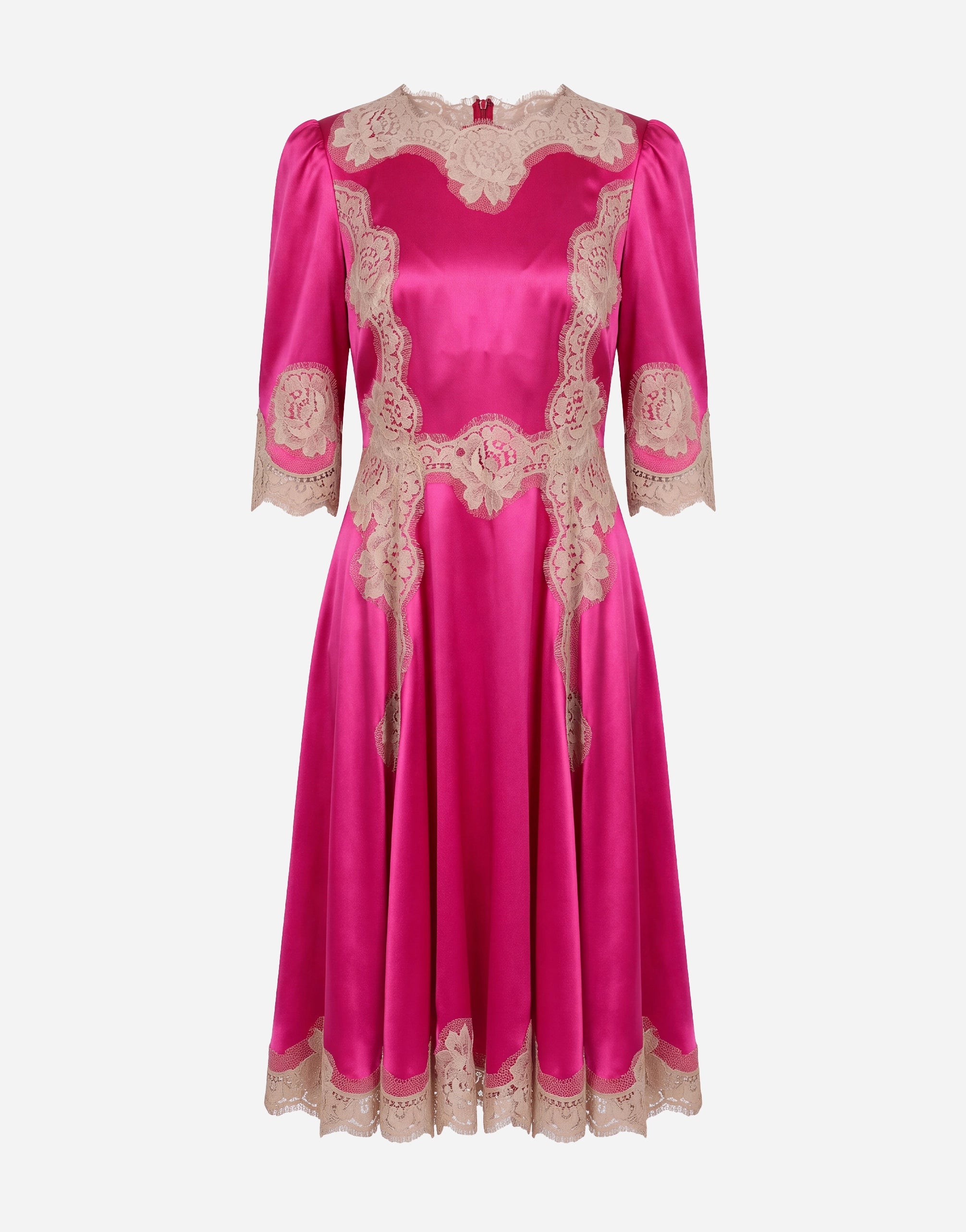 Abito midi in raso e pizzo Dolce & Gabbana