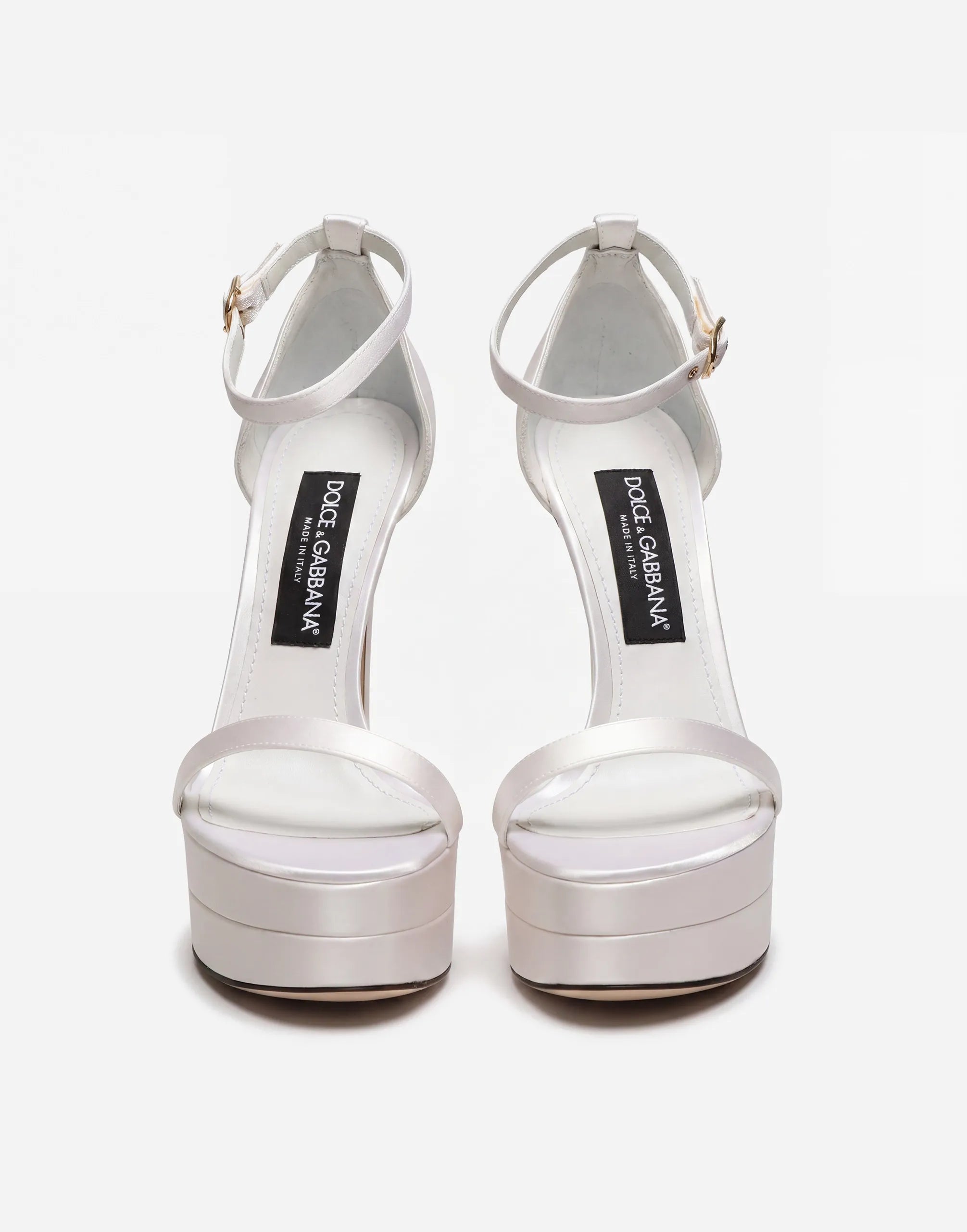Dolce & Gabbana Satin Platform Keira Sandals with Ankle Strap