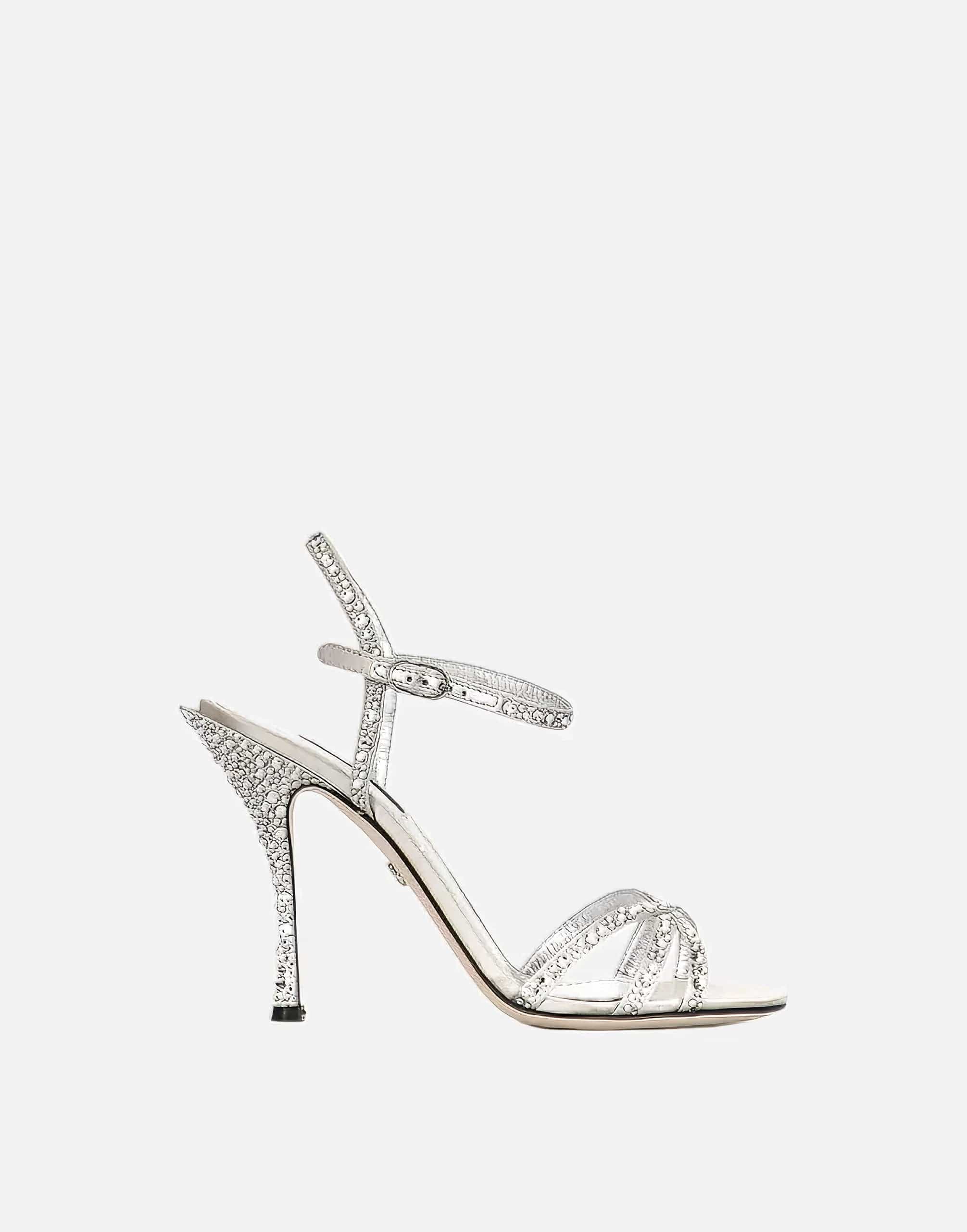Dolce & Gabbana Satin Sandals With Fusible Rhinestone Detailing