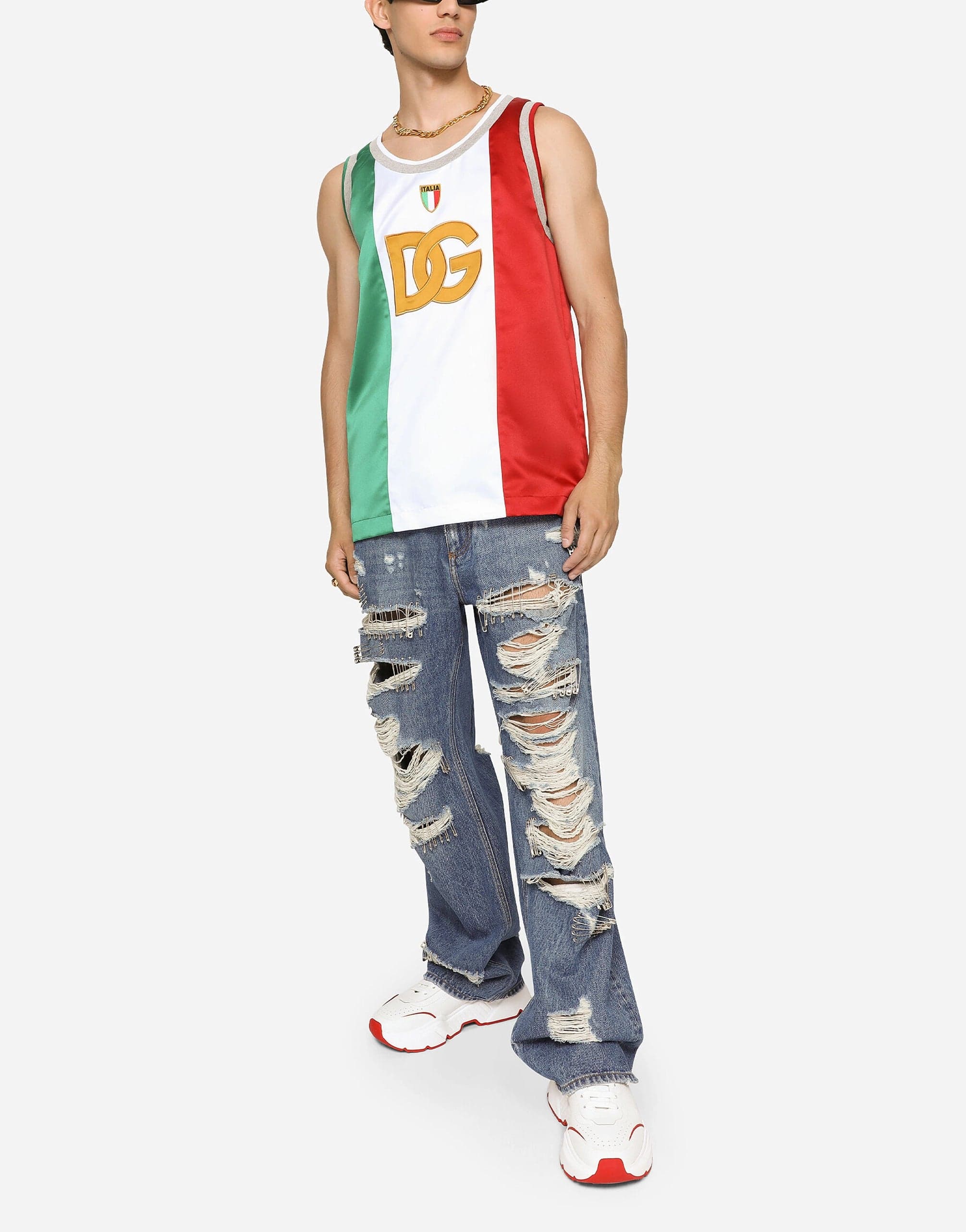 Dolce & Gabbana Satin Tank Top With DG Logo