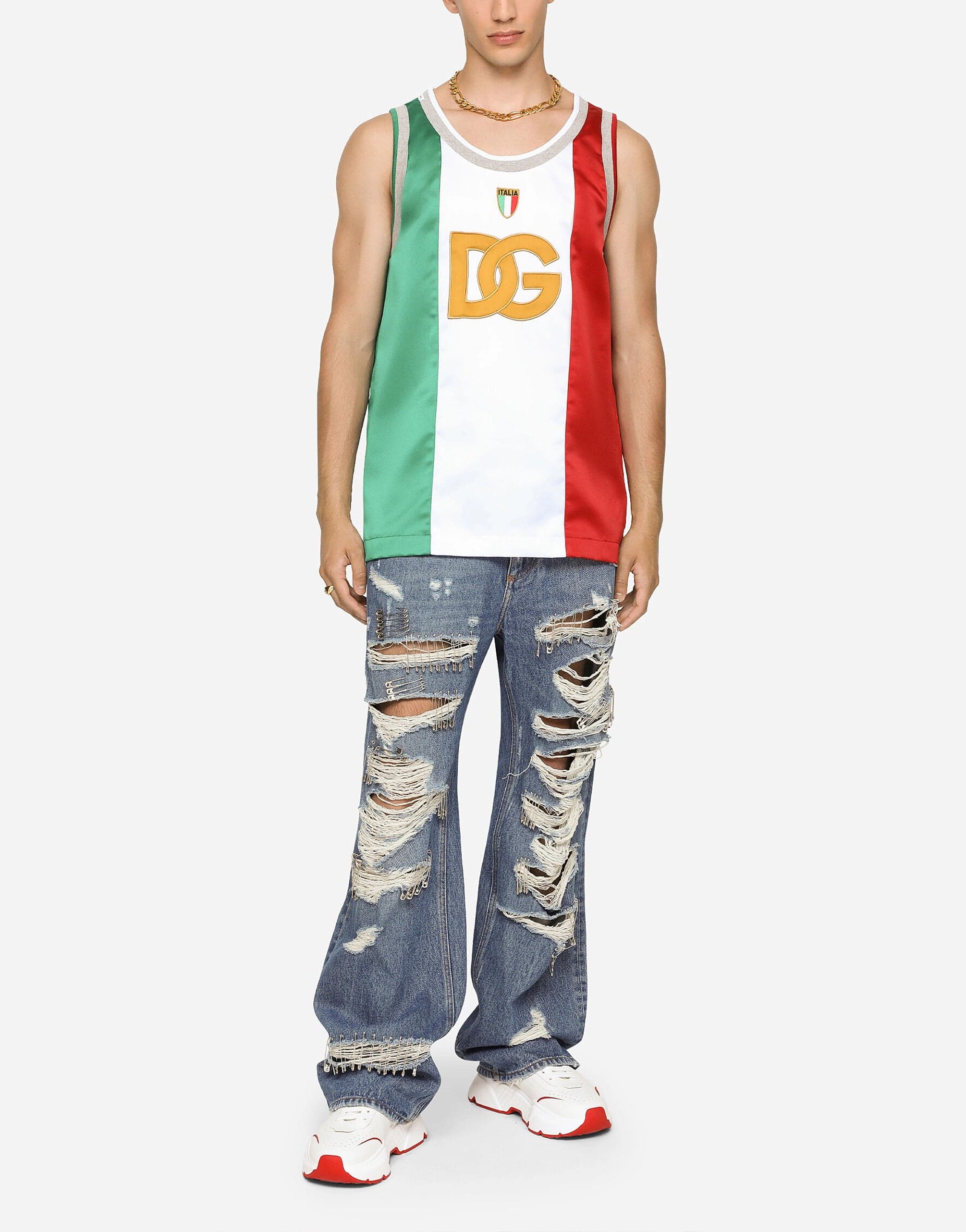 Dolce & Gabbana Satin Tank Top With DG Logo