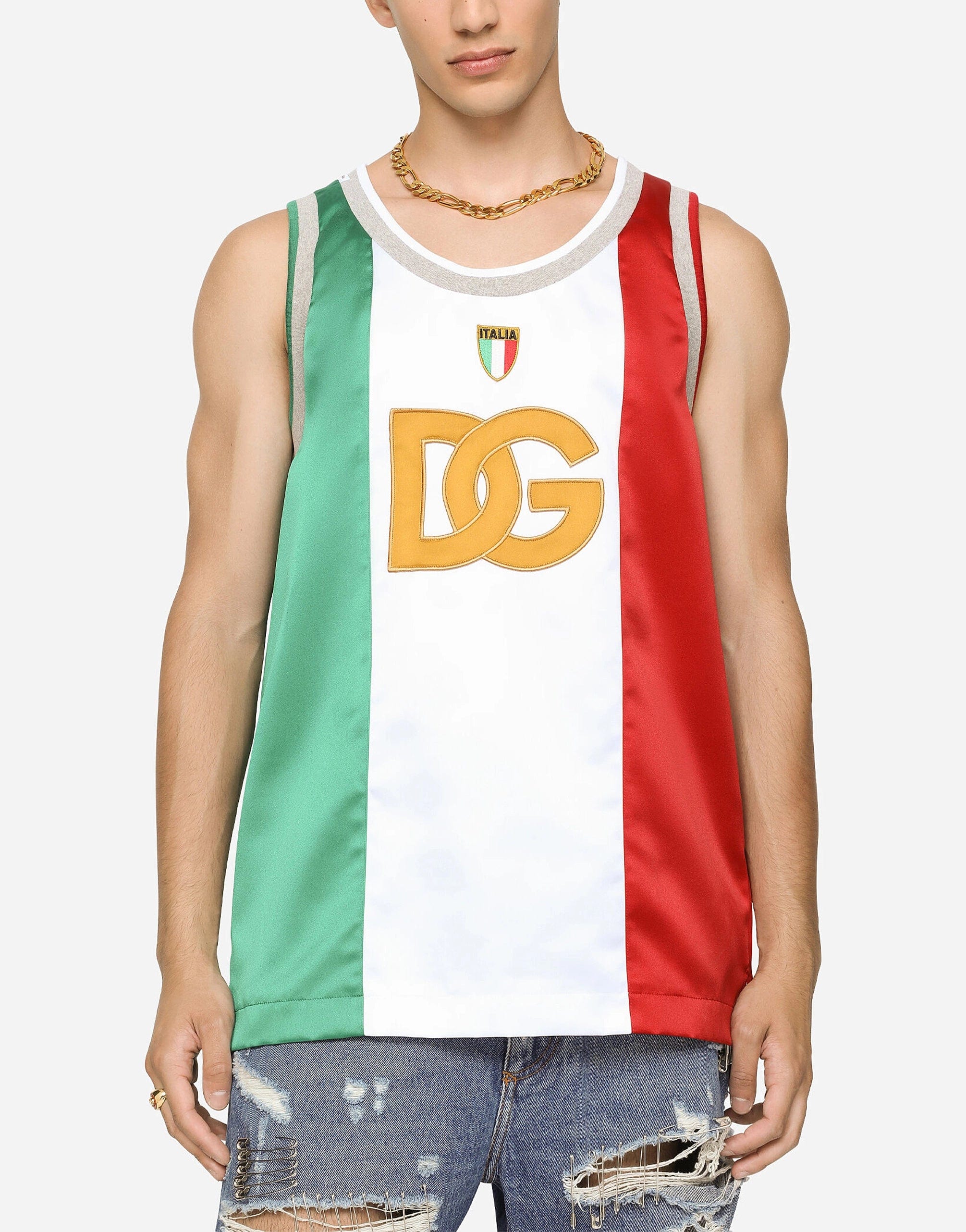 Dolce & Gabbana Satin Tank Top With DG Logo