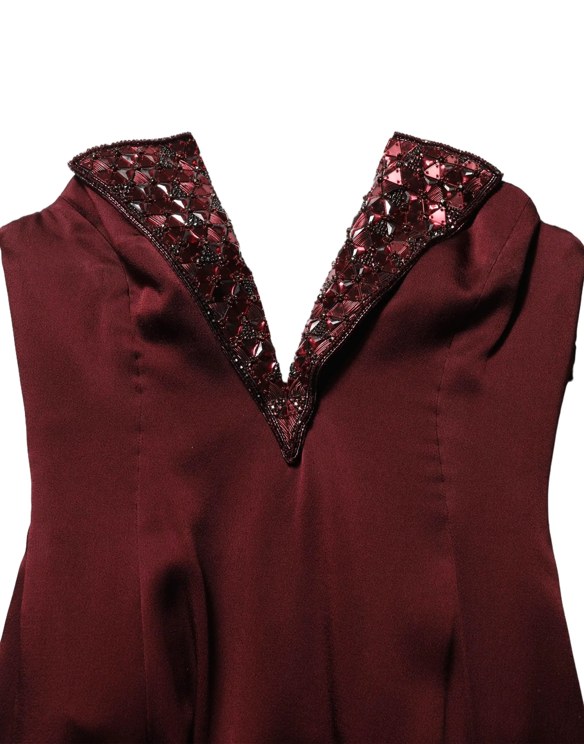 Dolce & Gabbana Satin V-Neck Slit Evening Gown