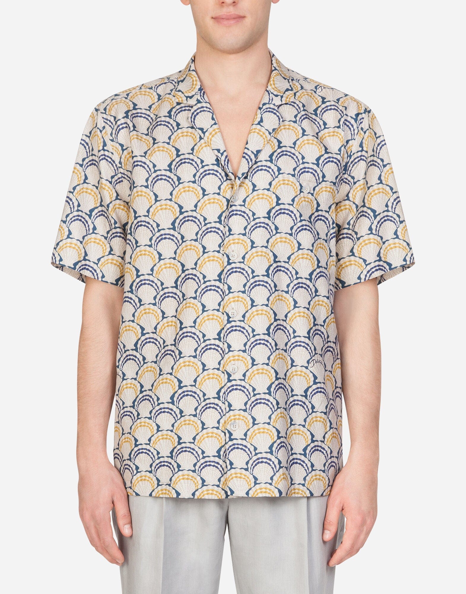 Dolce & Gabbana Scallop Shell-Print Hawaii Shirt