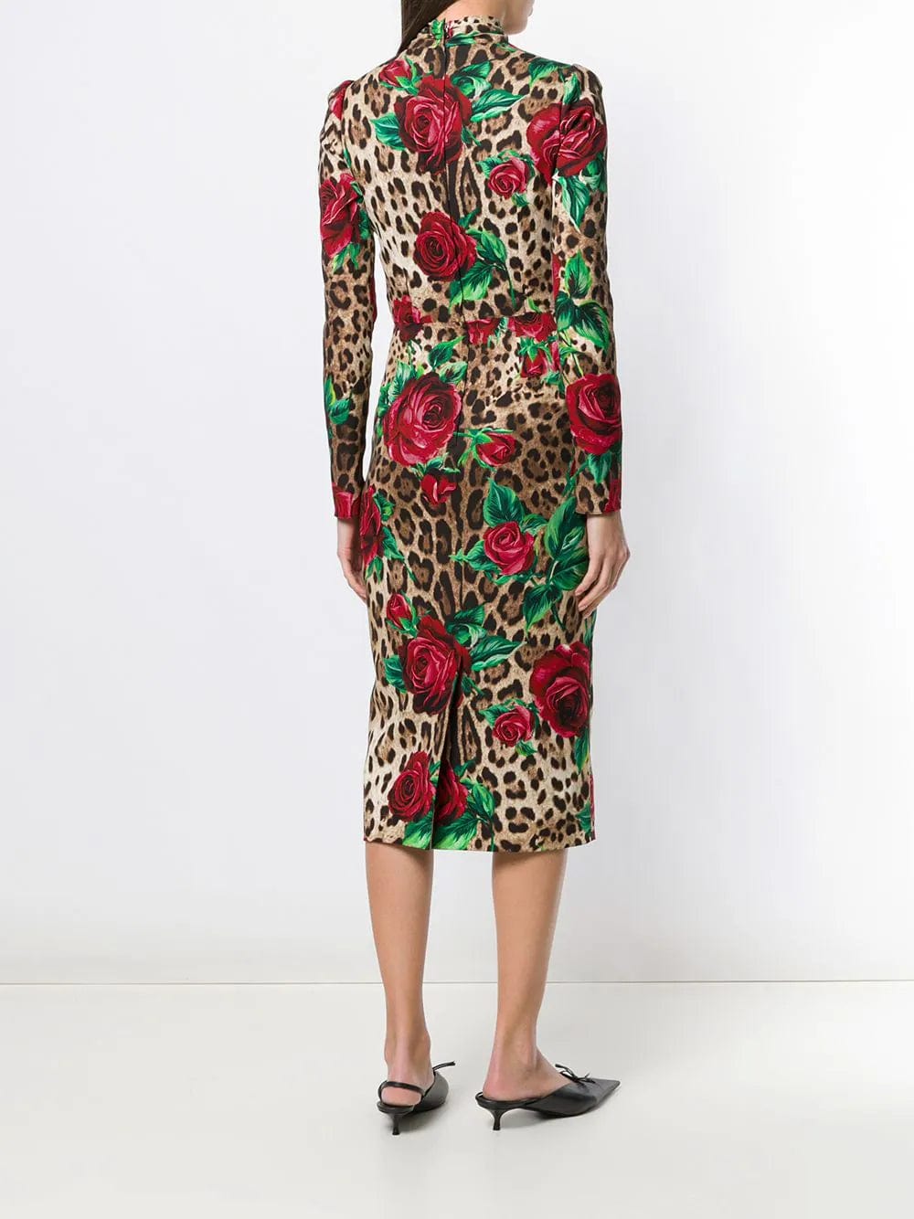 Dolce & Gabbana Rose & Leopard Print Charmeuse Dress