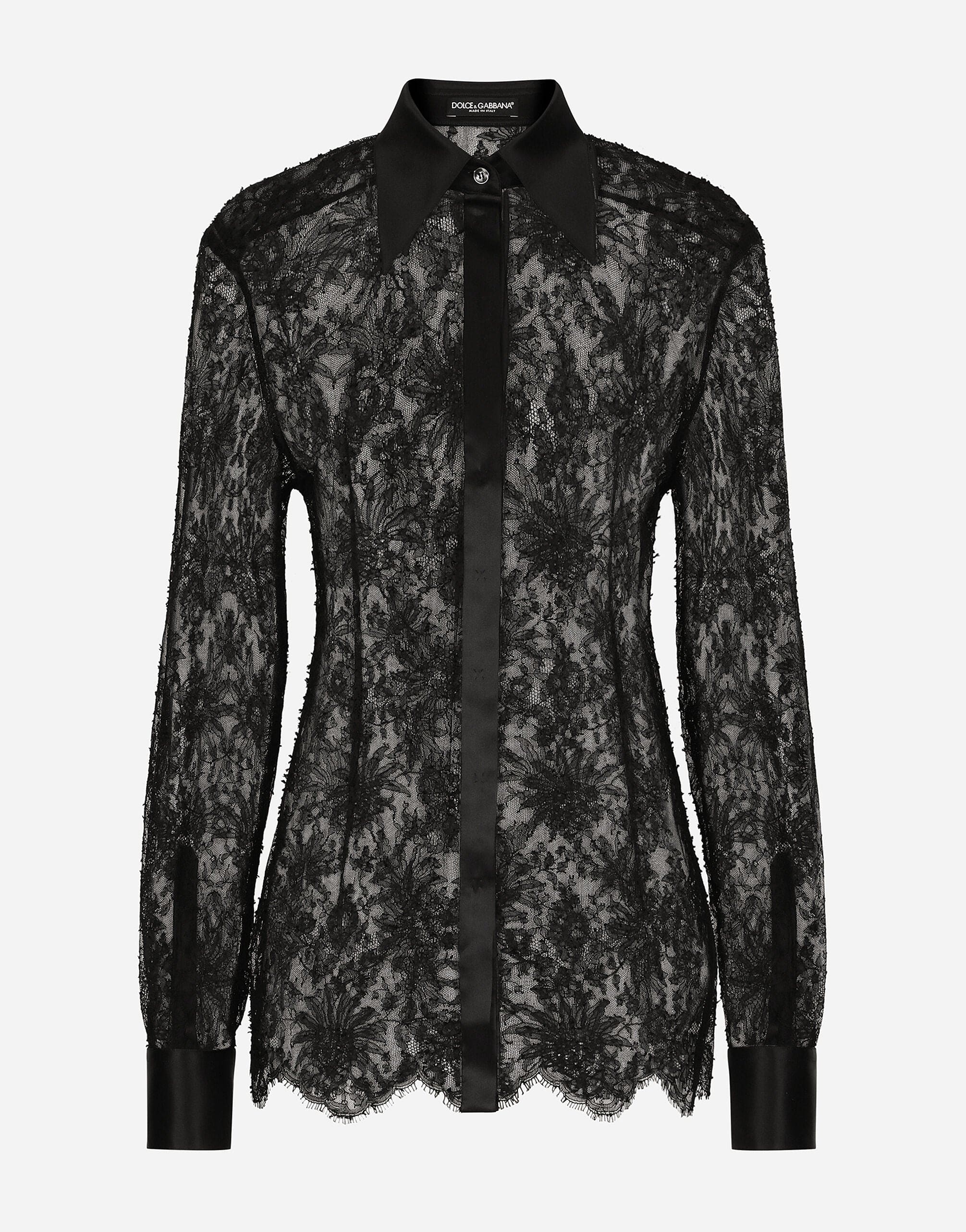 Dolce & Gabbana Semi-Sheer Floral-Lace Shirt