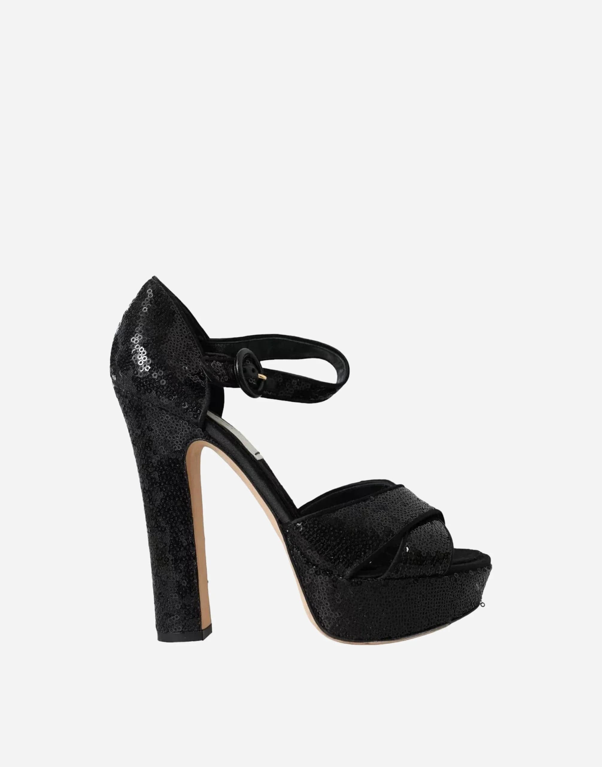 Dolce & Gabbana Sequin Ankle Strap Heel Sandals