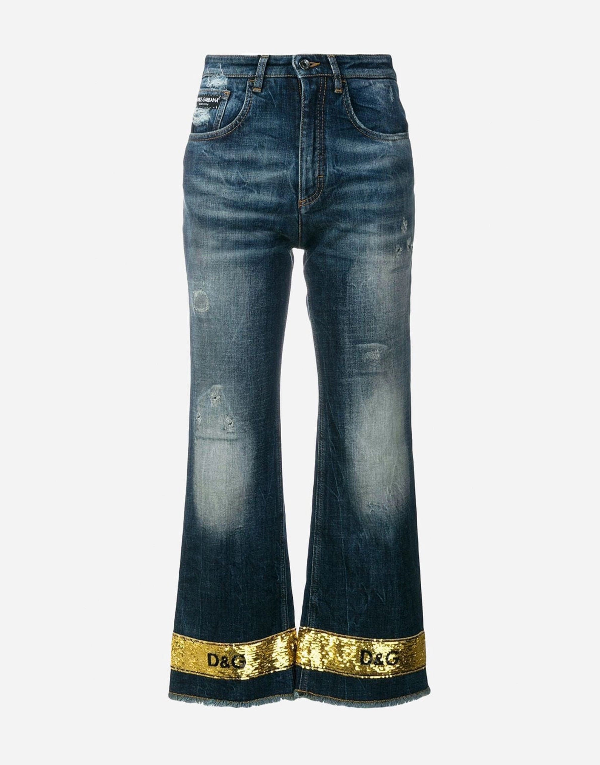 Dolce & Gabbana Sequin Cropped Flare Jeans