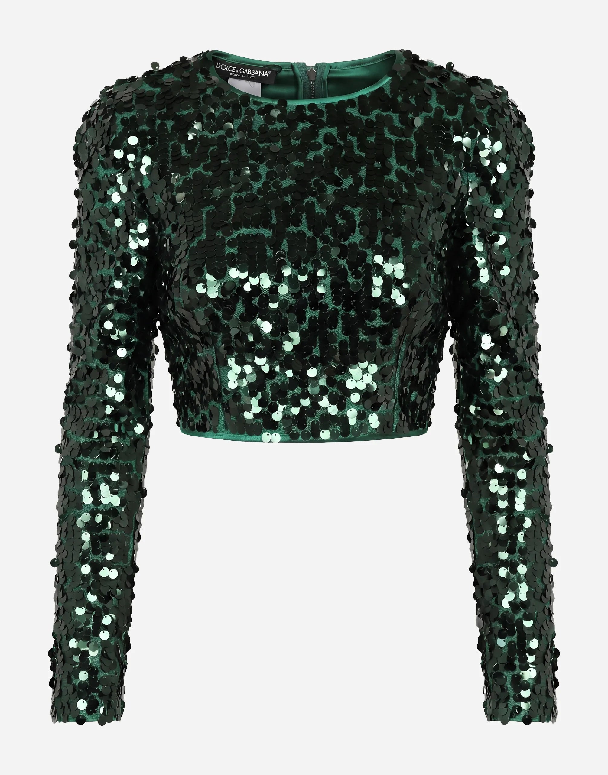 Dolce & Gabbana Dolce & Gabbana Sequin Embellished Long Sleeve Crop Top