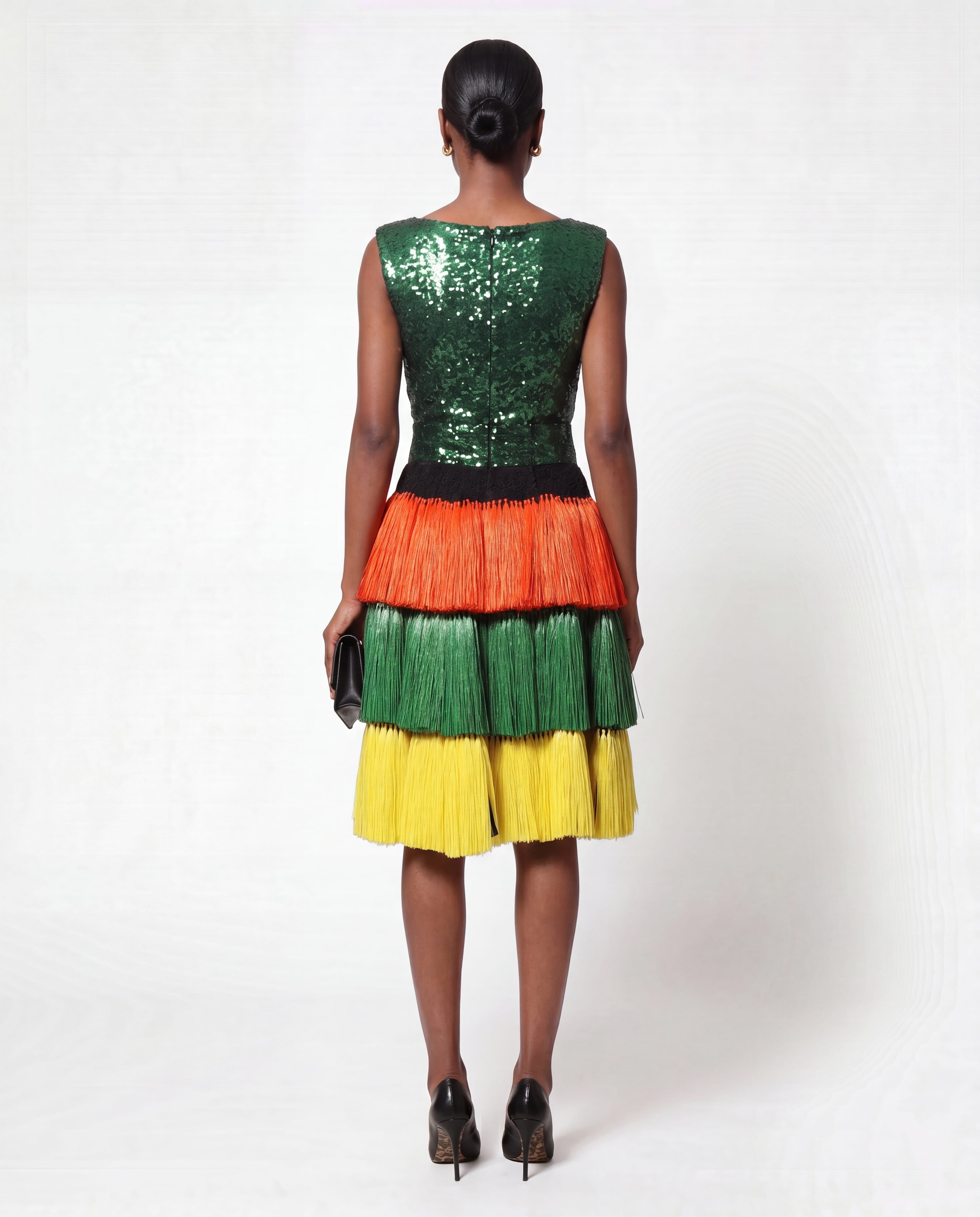 Dolce & Gabbana Dolce & Gabbana Sequin Fringe Tiered Midi Skirt